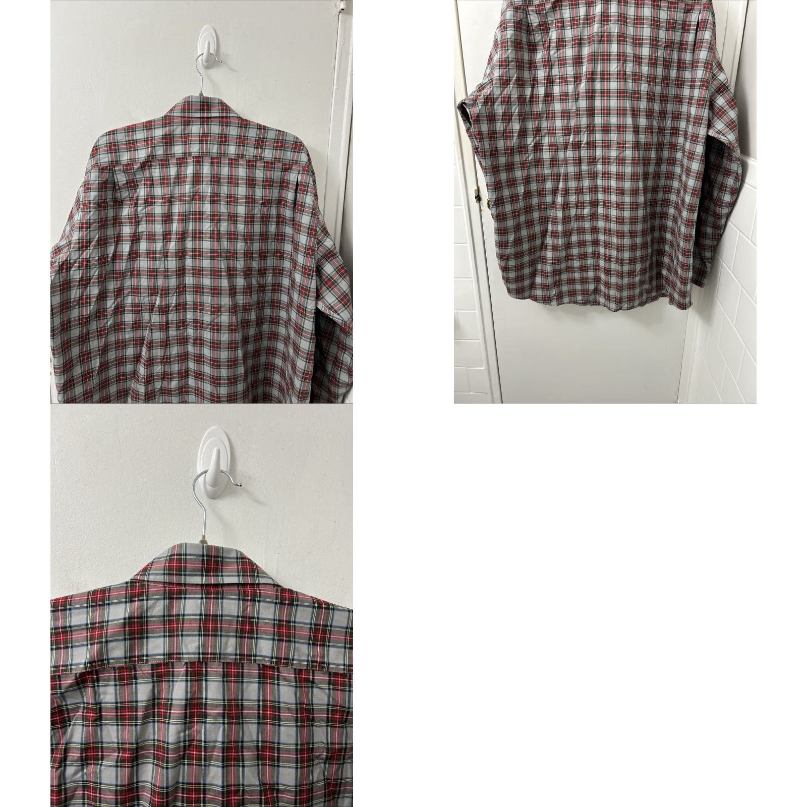 Vintage LL Bean Kennebunk Plaid Sport Shirt Mens XL Gray Red 100% Cotton Long Sleeve Button-Up with Pocket Vintage? No Size US XL / EU 56 / 4 - 8 Thumbnail
