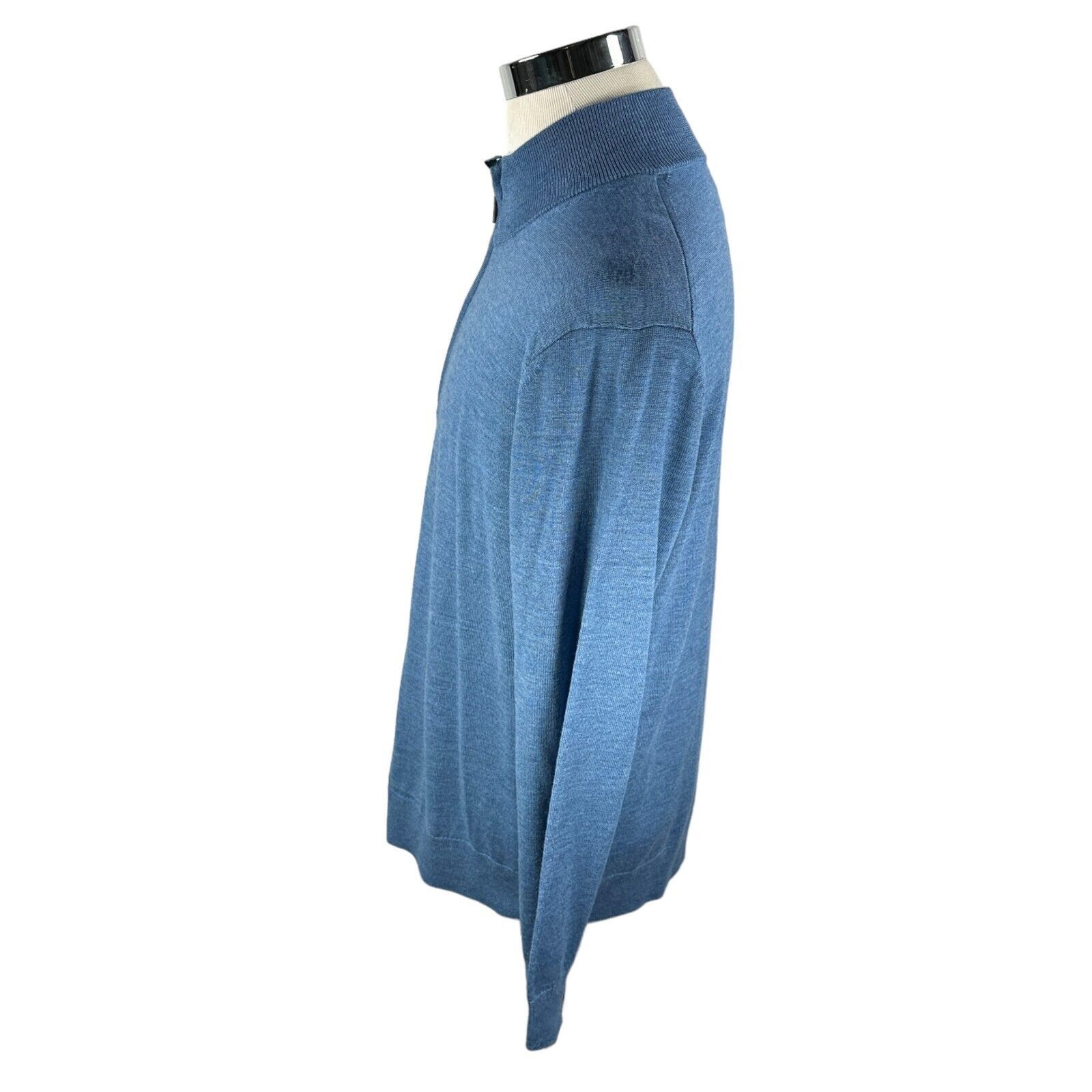 UNTUCKit Untuckit Sweater Large Blue Knit Merino Wool 1/4 Zip Golf Size US L / EU 52-54 / 3 - 5 Thumbnail