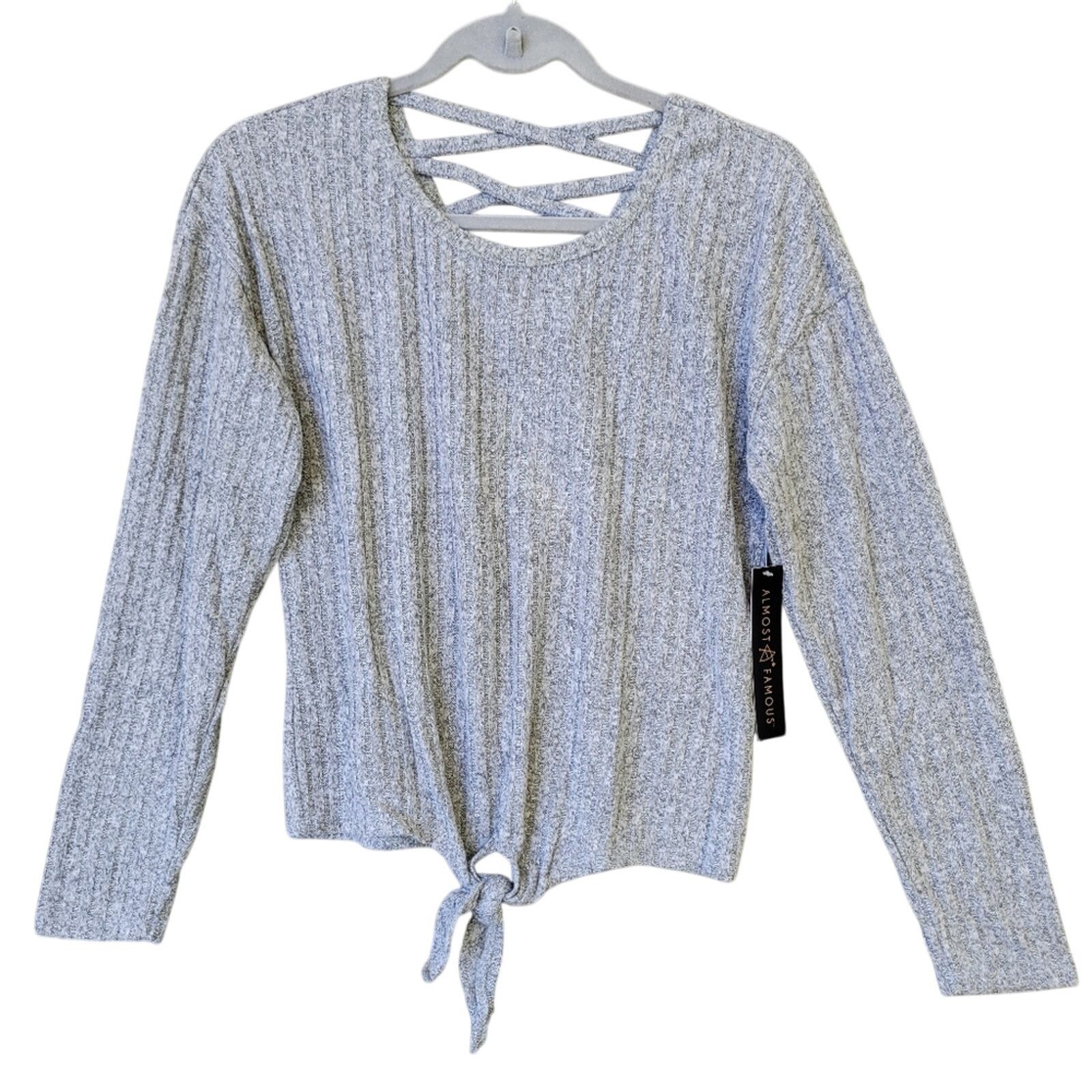 Almost Famous NWT New Almost Famous Womens Large Front Tie Knit Sweater Size L / US 10 / IT 46 - 2 Thumbnail