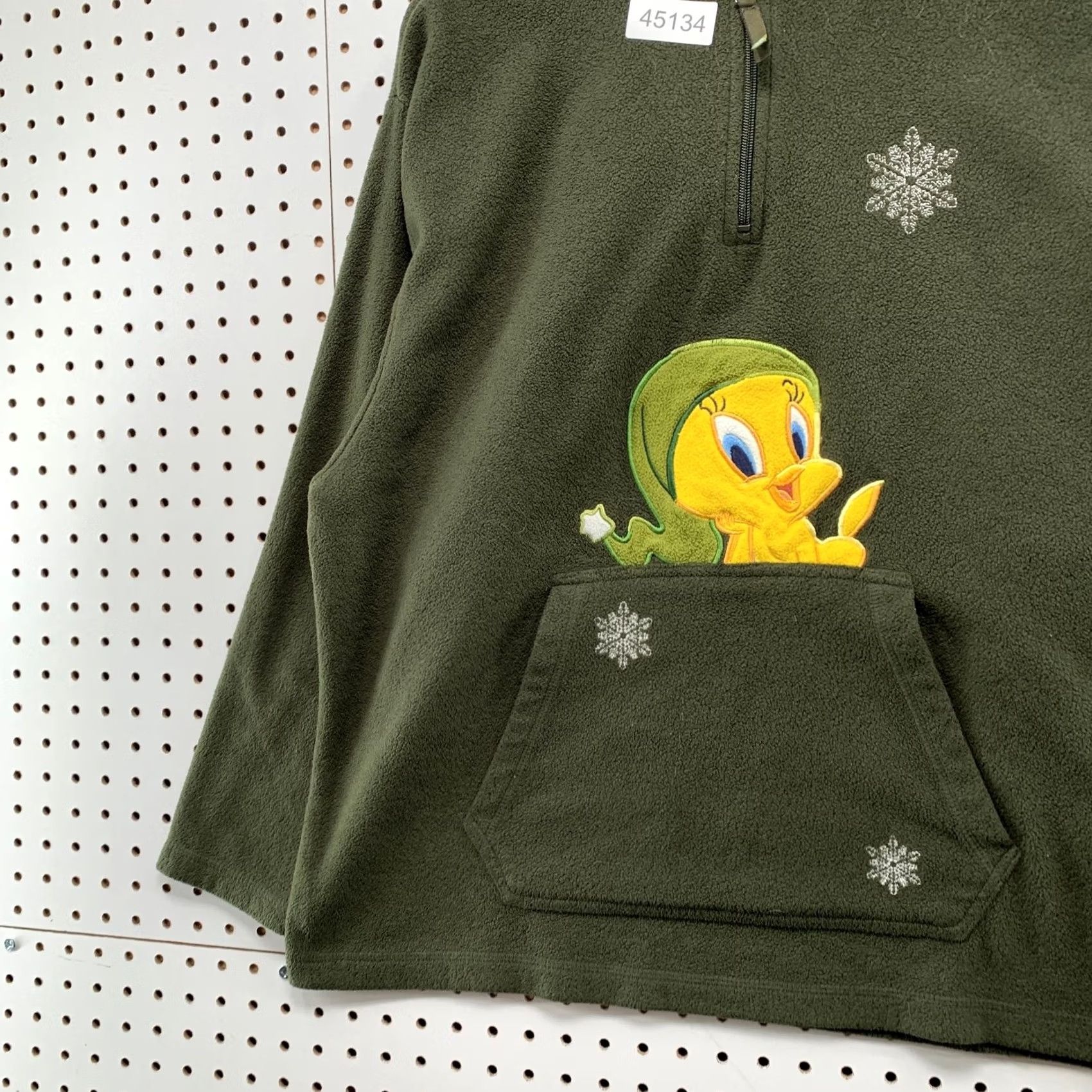 Vintage VINTAGE Looney Tunes Sweatshirt Hoodie Women Large Green Fleece Snowflake Tweety Sweater Sweatshirt Hoodie Size L / US 10 / IT 46 - 3 Thumbnail
