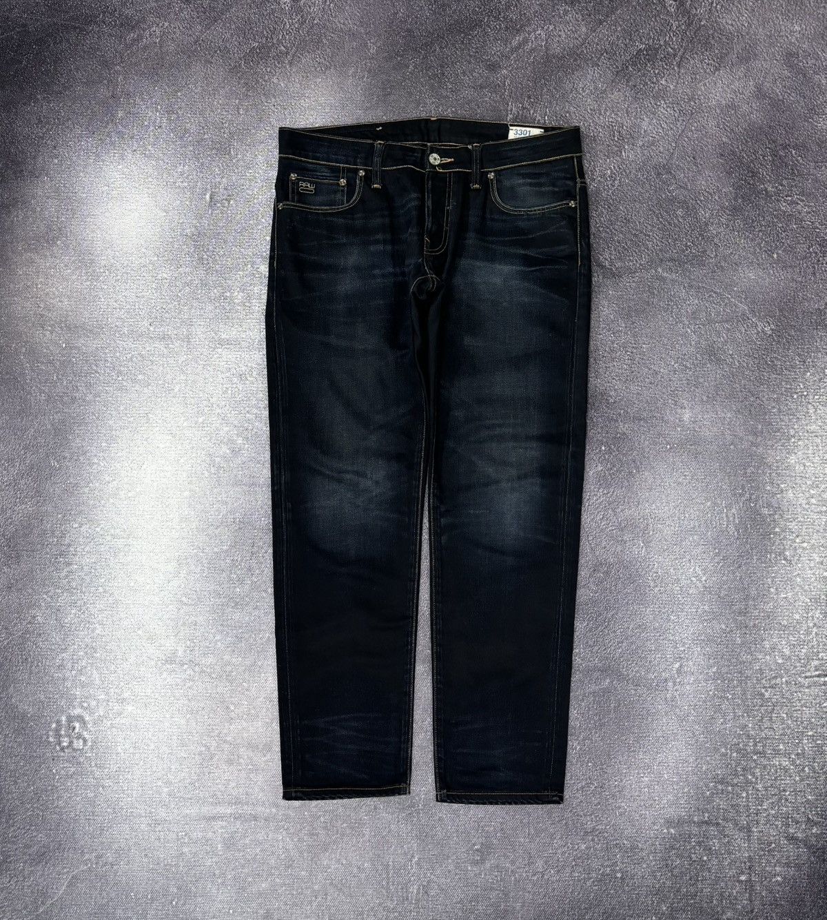 G-Star Vintage G-Star Raw Avant Garde Faded Navy Denim Biker Jeans Size US 33 - 2 Thumbnail