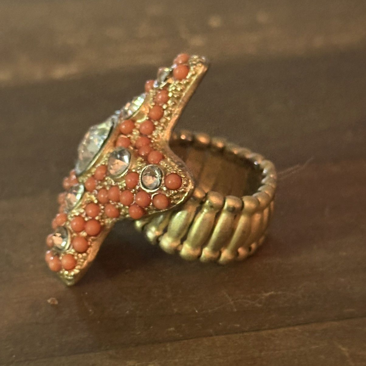 Other Coral and rhinestone starfish stretch ring Size ONE SIZE - 6 Thumbnail