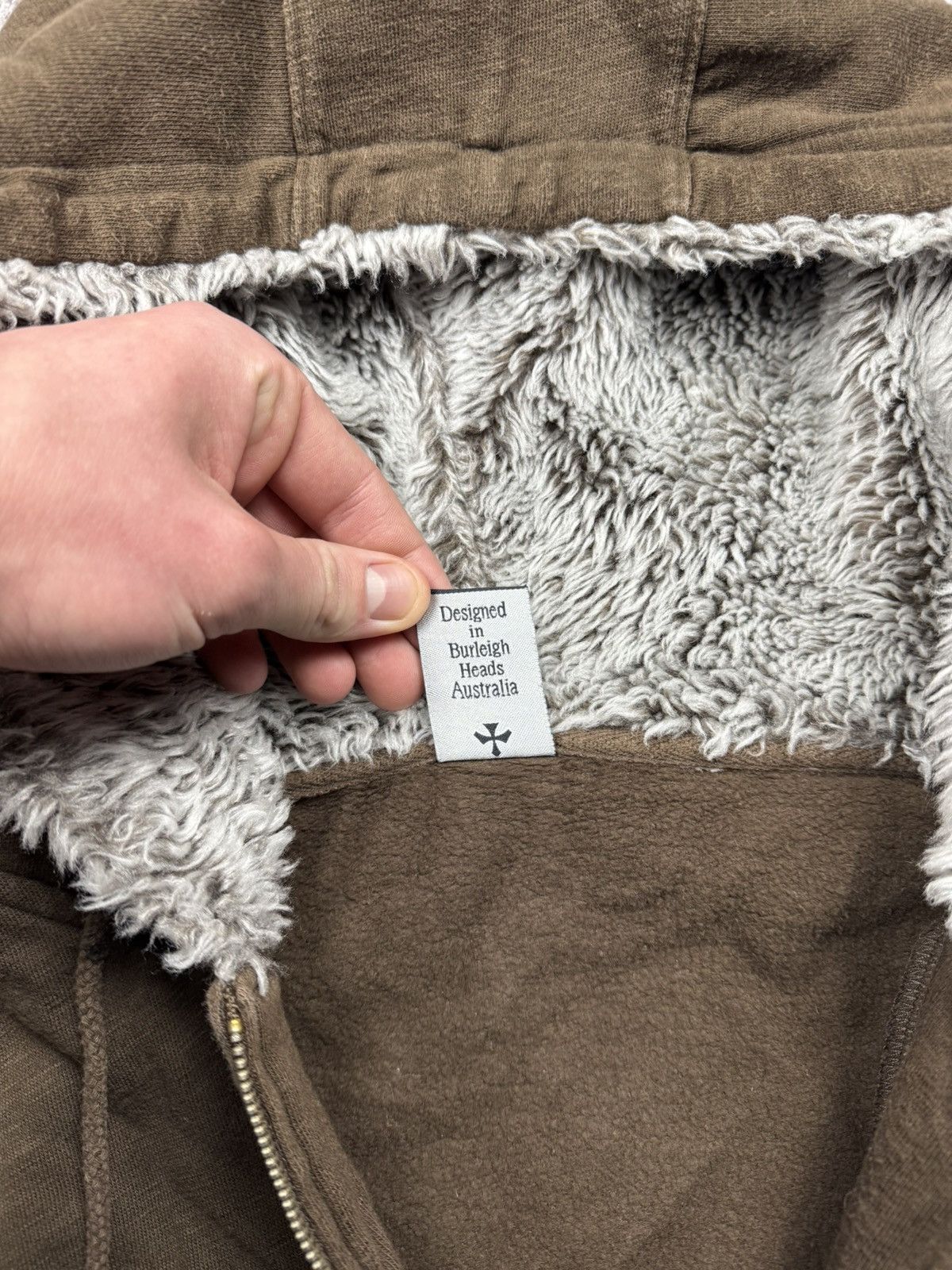 If Six Was Nine LGB Styled Cross Fur Brown Y2K Zip Hoodie