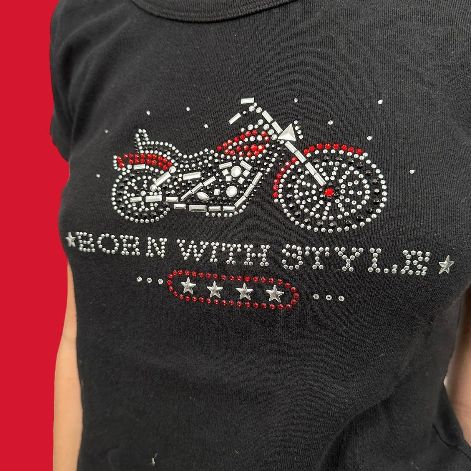 Other Vintage womens born with style Biker Tee Size M / US 6-8 / IT 42-44 - 2 Thumbnail