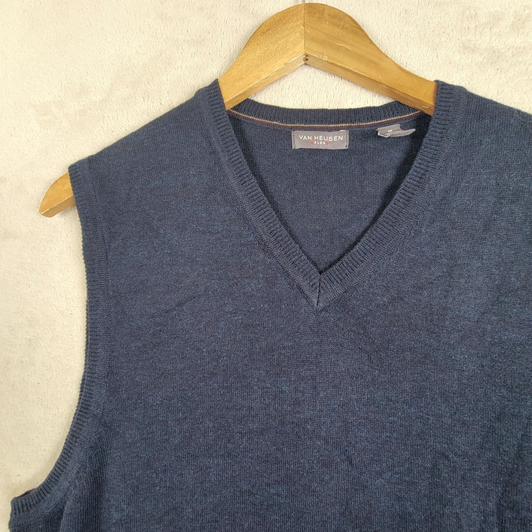 Van Heusen Van Heusen Men’s Sweater Vest M Blue Gray V-Neck Knit Cotton Blend Comfortable Classic Casual Travel Golf Walking Hiking Size US M / EU 48-50 / 2 - 2 Thumbnail