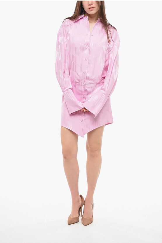 image of The Attico Viscose Silvye Minidress With All Over Logoed Pattern in Pink, Women's (Size Medium)