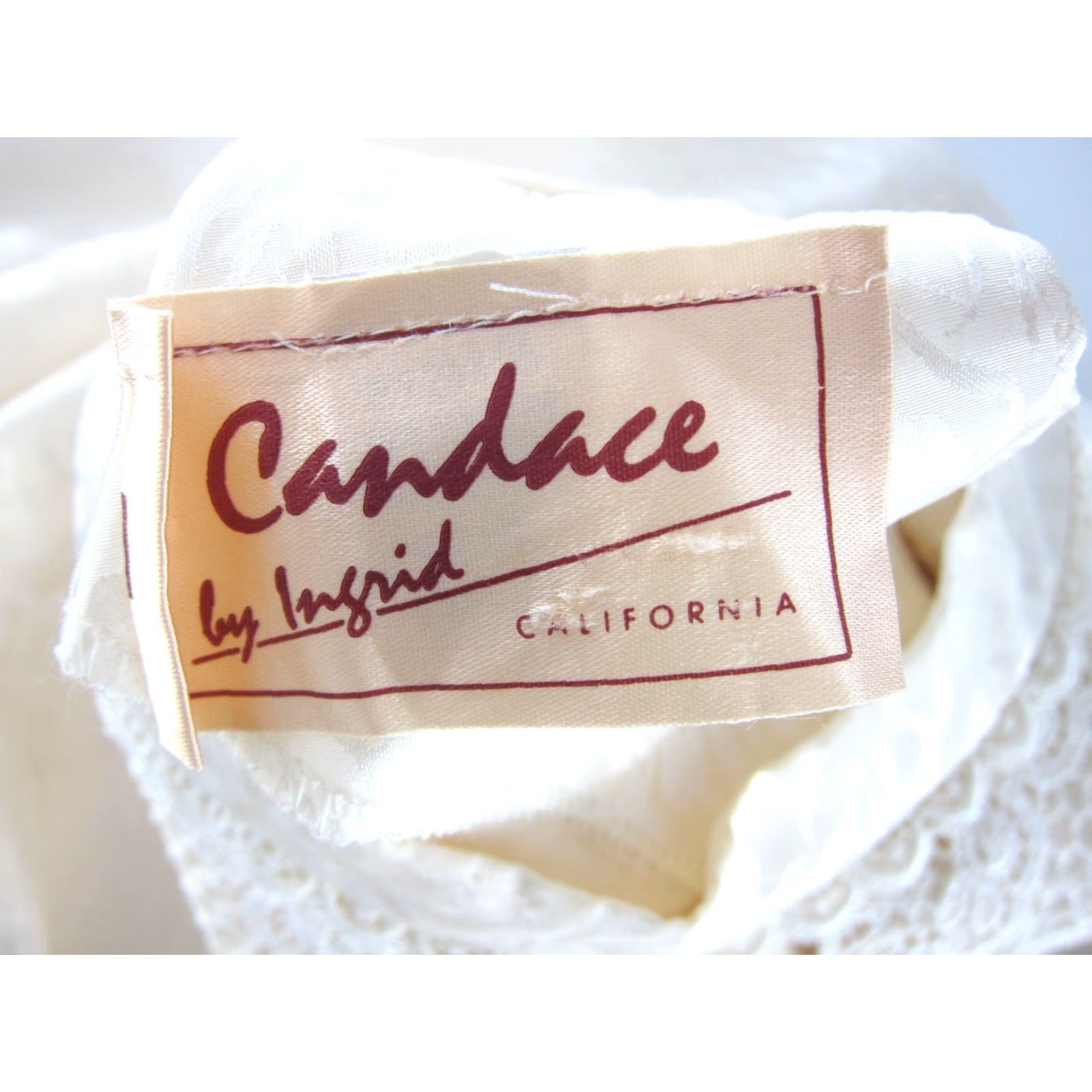 Vintage VTG Candace By Ingrid Ivory Shimmer Lace Long Sleeve Midi Dress Large Vintage California Dress Shimmering Ivory 80s 90s Boho Bohemian Size L / US 10 / IT 46 - 3 Thumbnail