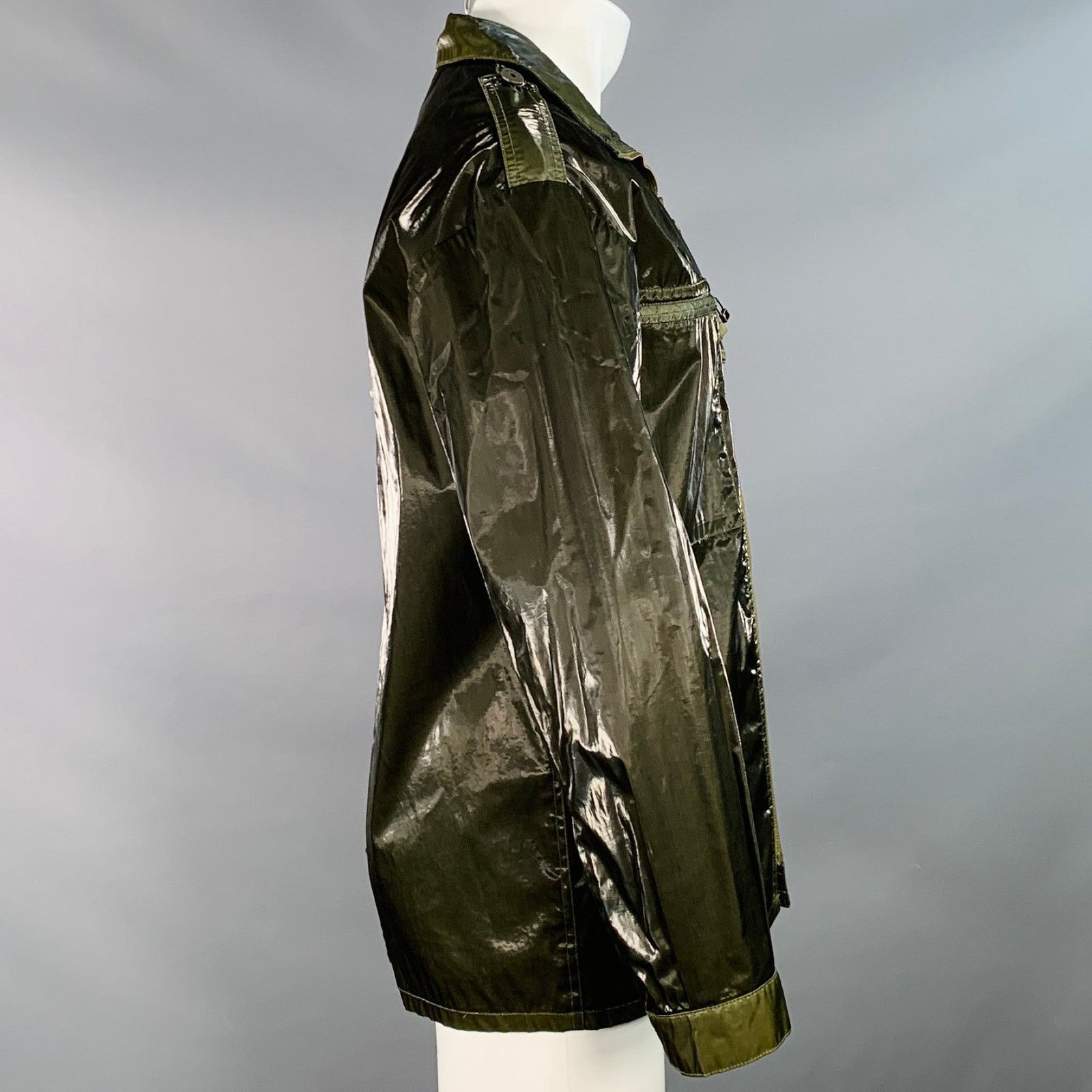 MR & MRS ITALY MR & MRS XS Green Olive Shimmery Cotton Blend Parka Jacket Size US XS / EU 42 / 0 - 3 Thumbnail