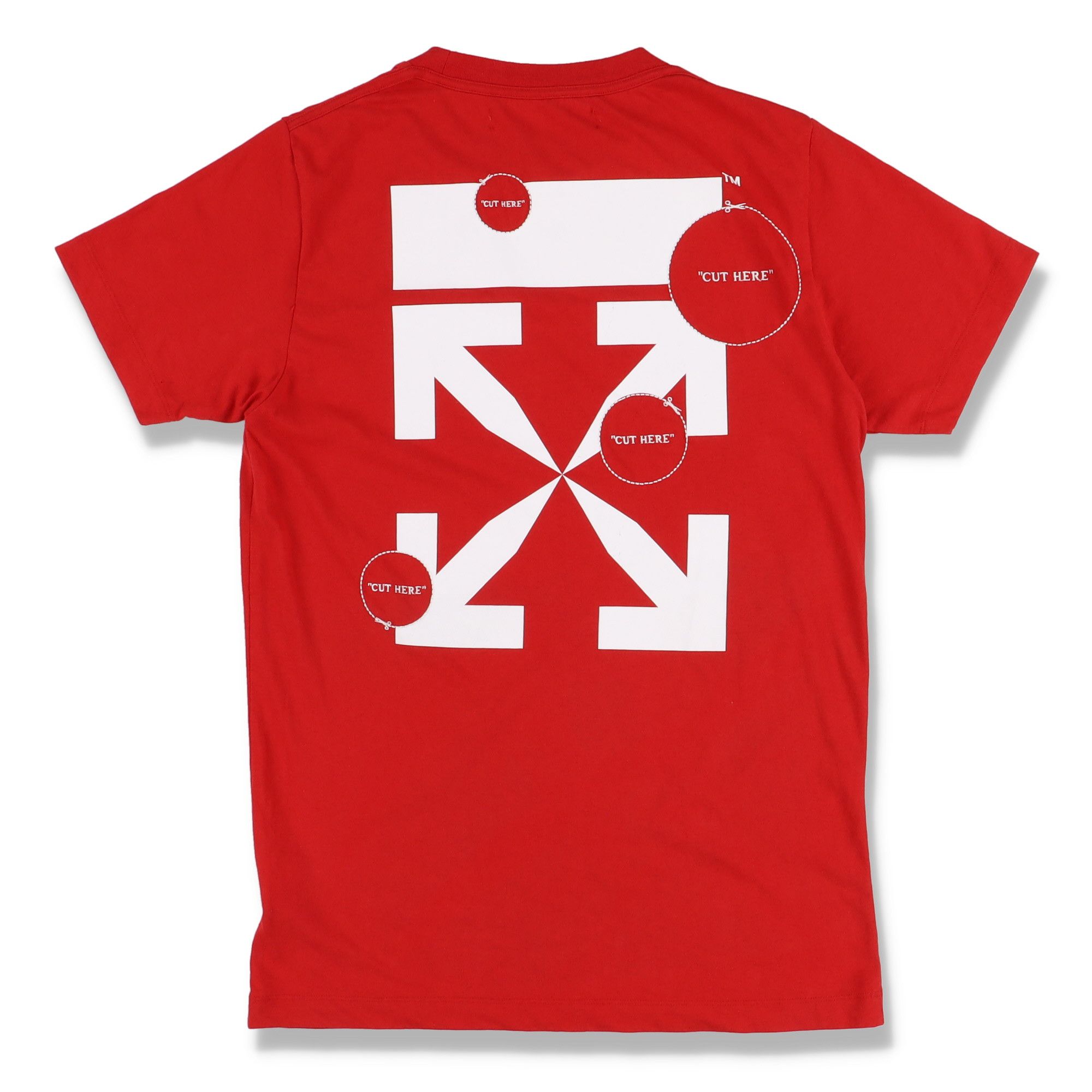 Off-White Red Cut Here Arrows Logo T-Shirt Size XS / US 0-2 / IT 36-38 - 1 Thumbnail