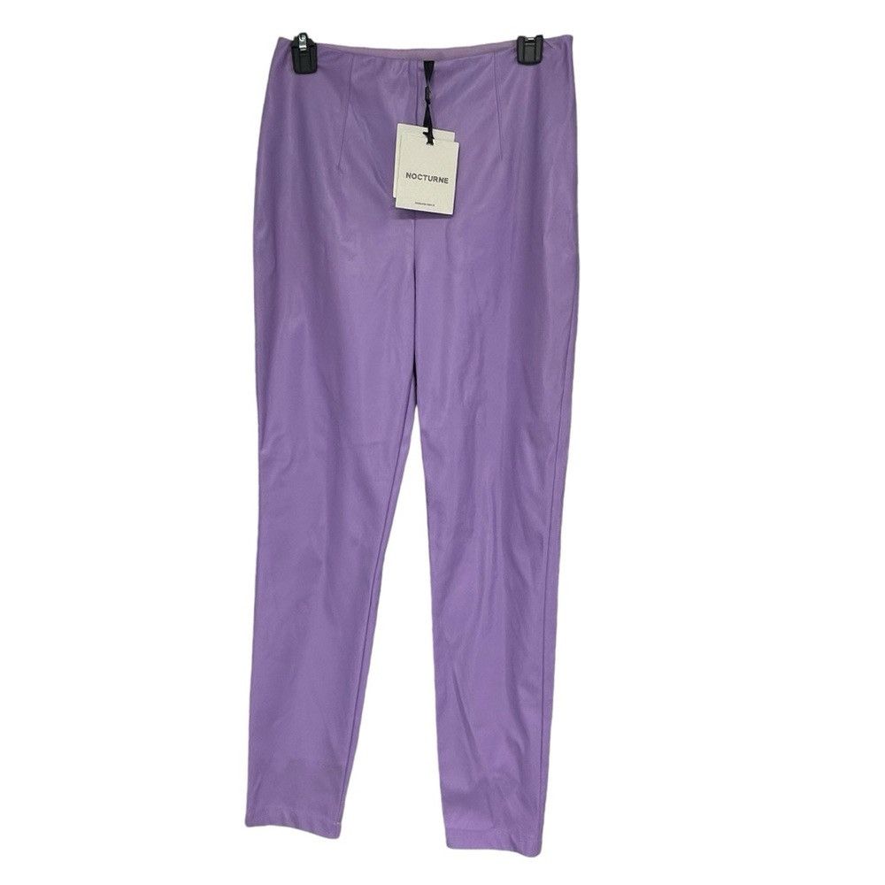 NOCTURNE NOCTURNE CARROT FAUX LEATHER LAVENDER LEGGINGS Size 28" / US 6 / IT 42 - 4 Thumbnail