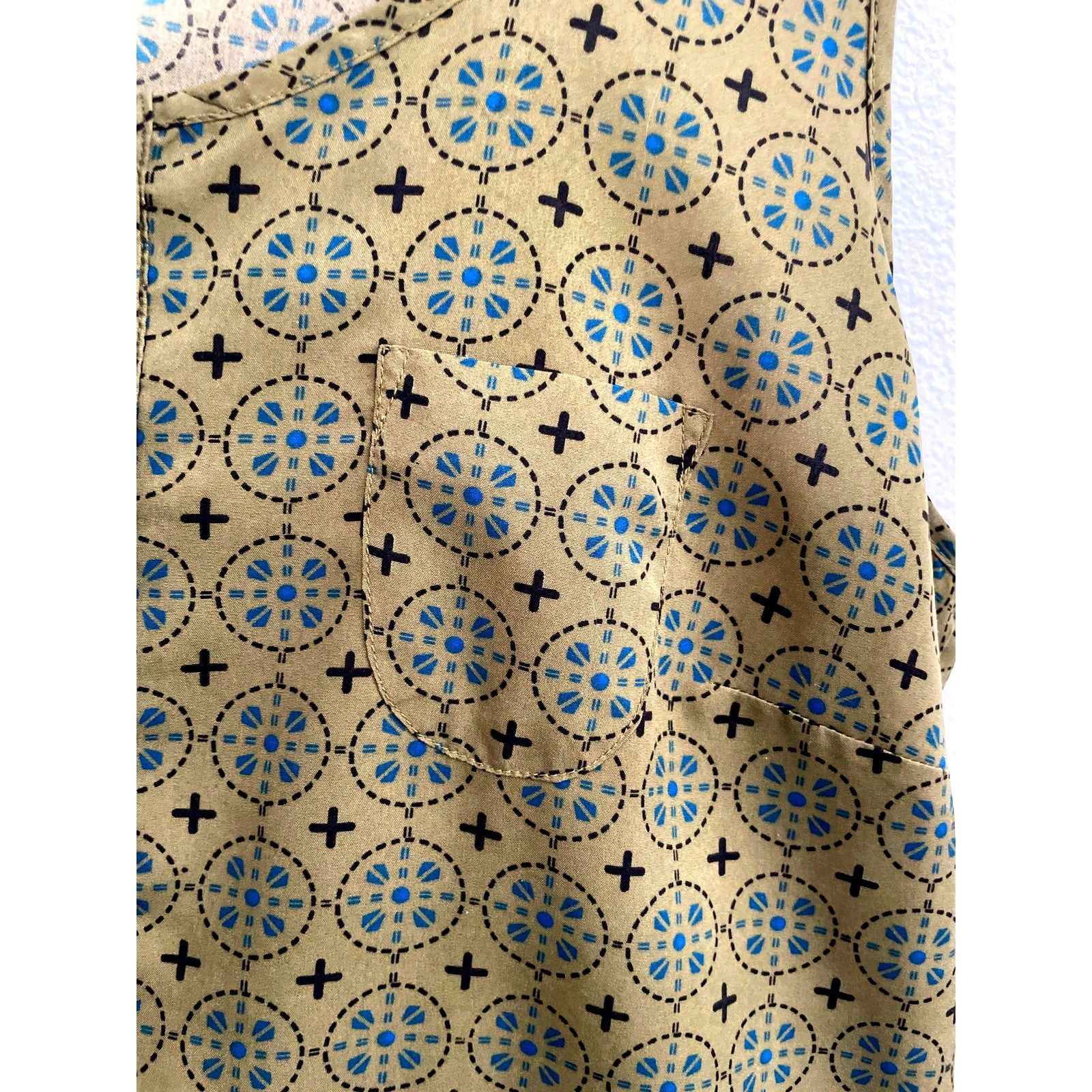 Gap Gap Women's Sleeveless Olive Green Blue Floral Racerback Size L / US 10 / IT 46 - 3 Thumbnail