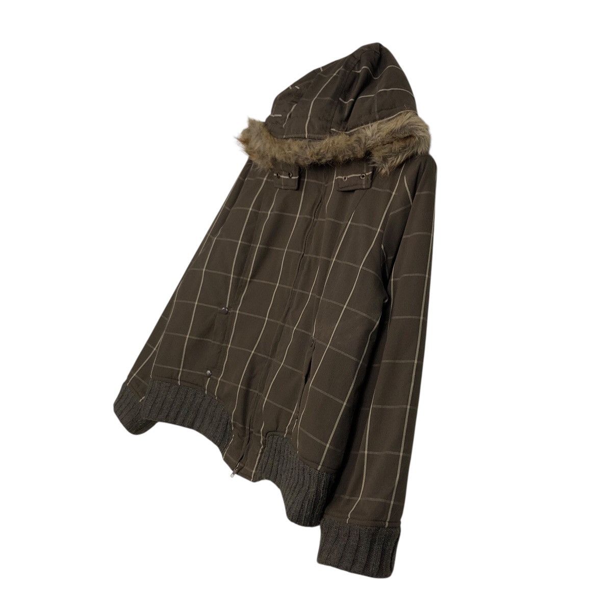 Japanese Brand Vintage Sky Bomber Faux Fur Trim Military Grid Jacket Size US L / EU 52-54 / 3 - 3 Thumbnail