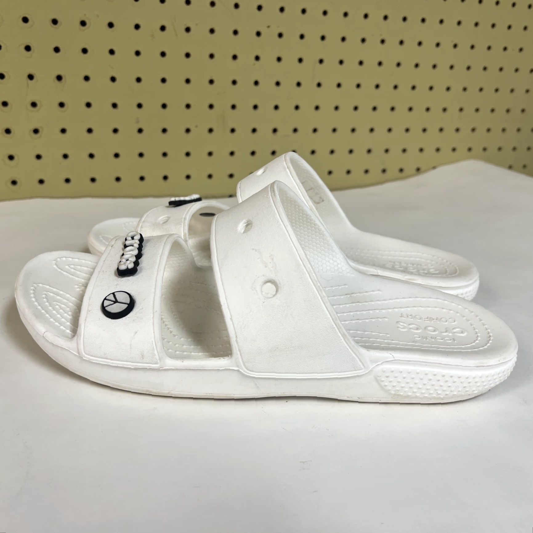Crocs Crocs Classic Two-Strap Slide Sandals White Unisex Adults Mens Womens-11 11 Crocs Classic Two-Strap Solid Croslite Size US 11 / IT 41 - 3 Thumbnail
