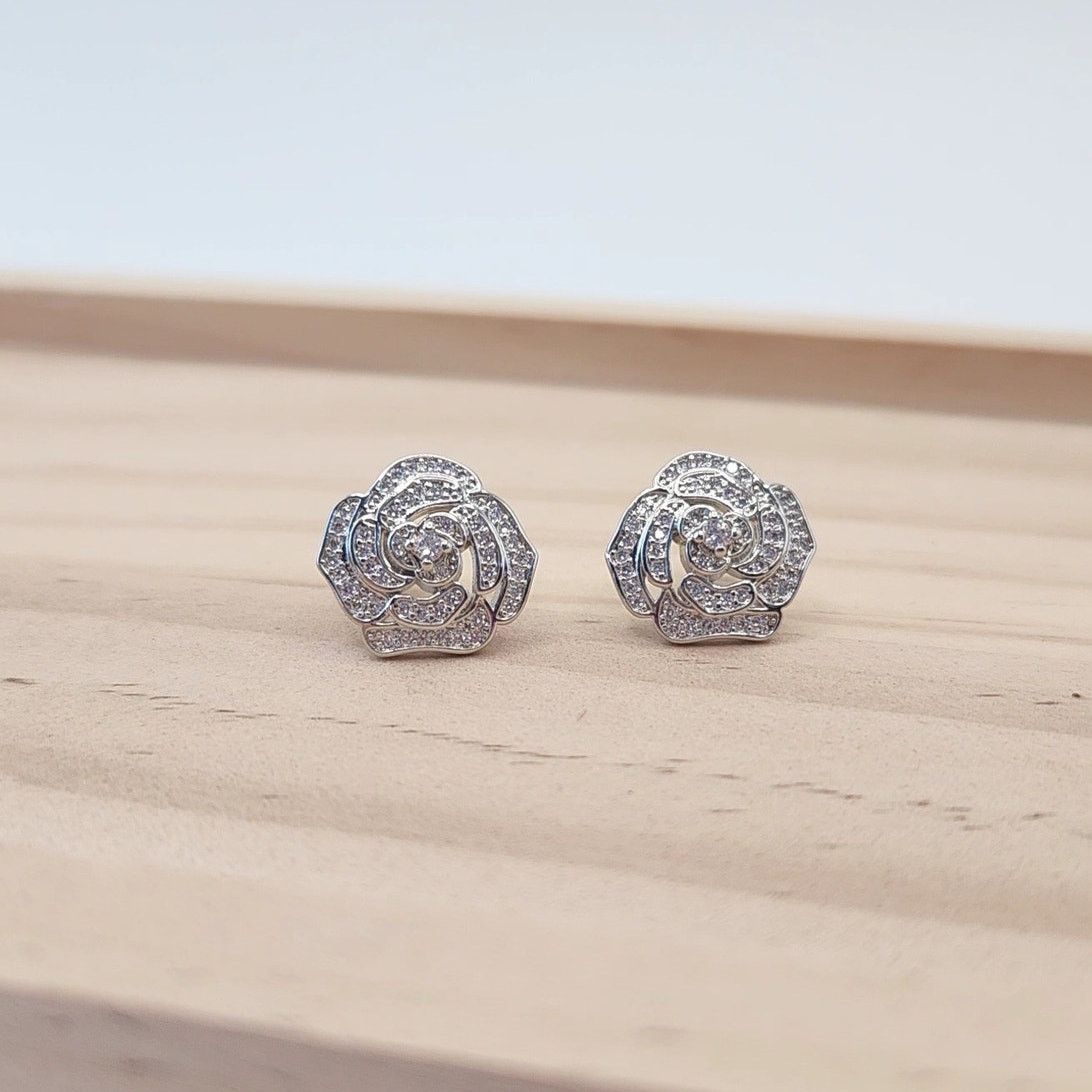 Other Elegant Camellia Flower Stud Earrings - Cubic Zirconia Size ONE SIZE - 12 Thumbnail