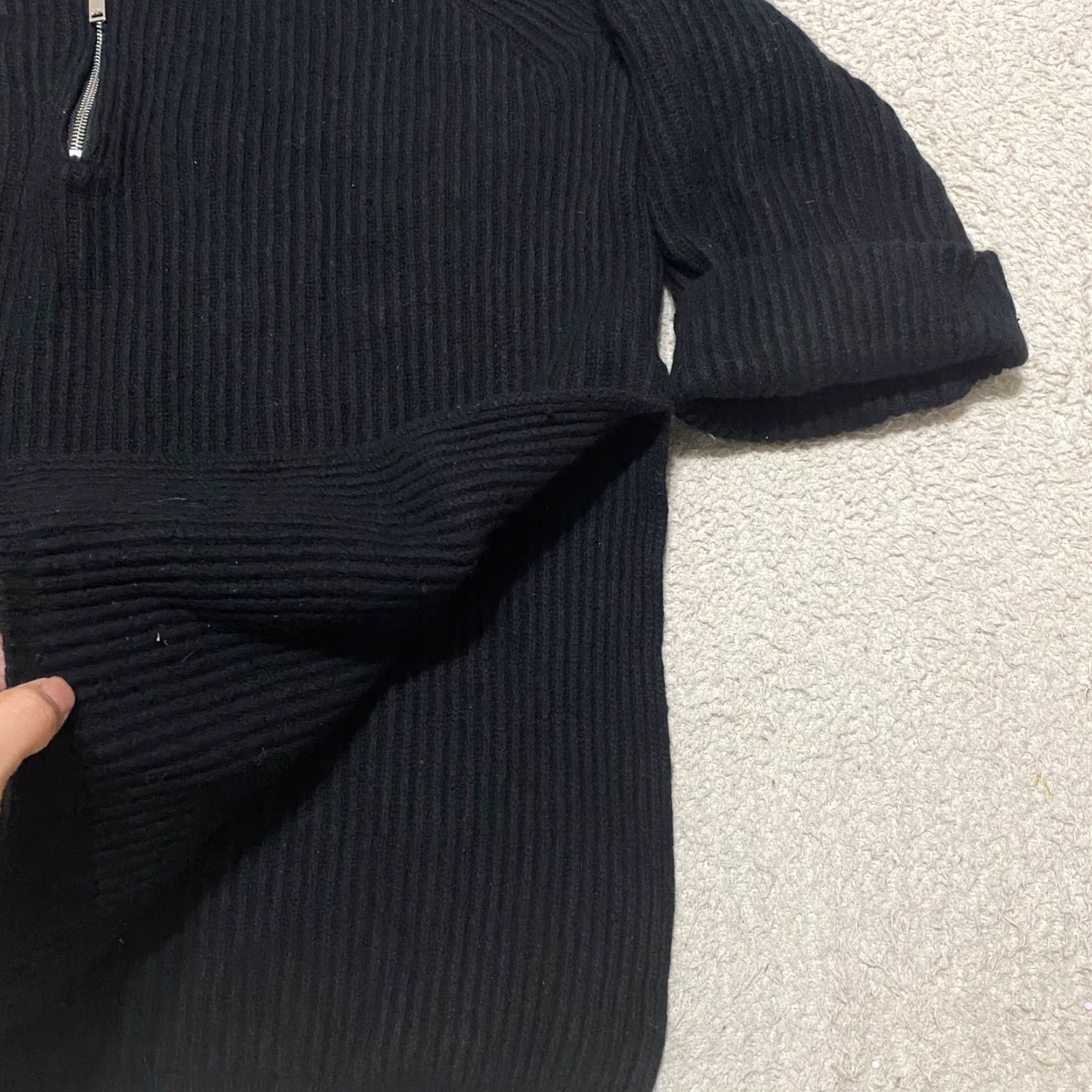 Reiss Reiss Sweater Women's L Black Ribbed Zip Pullover 1/4 Zip V-Neck Long Sleeve Knit Casual Winter Fall 3/4 Sleeve? Size L / US 10 / IT 46 - 5 Thumbnail