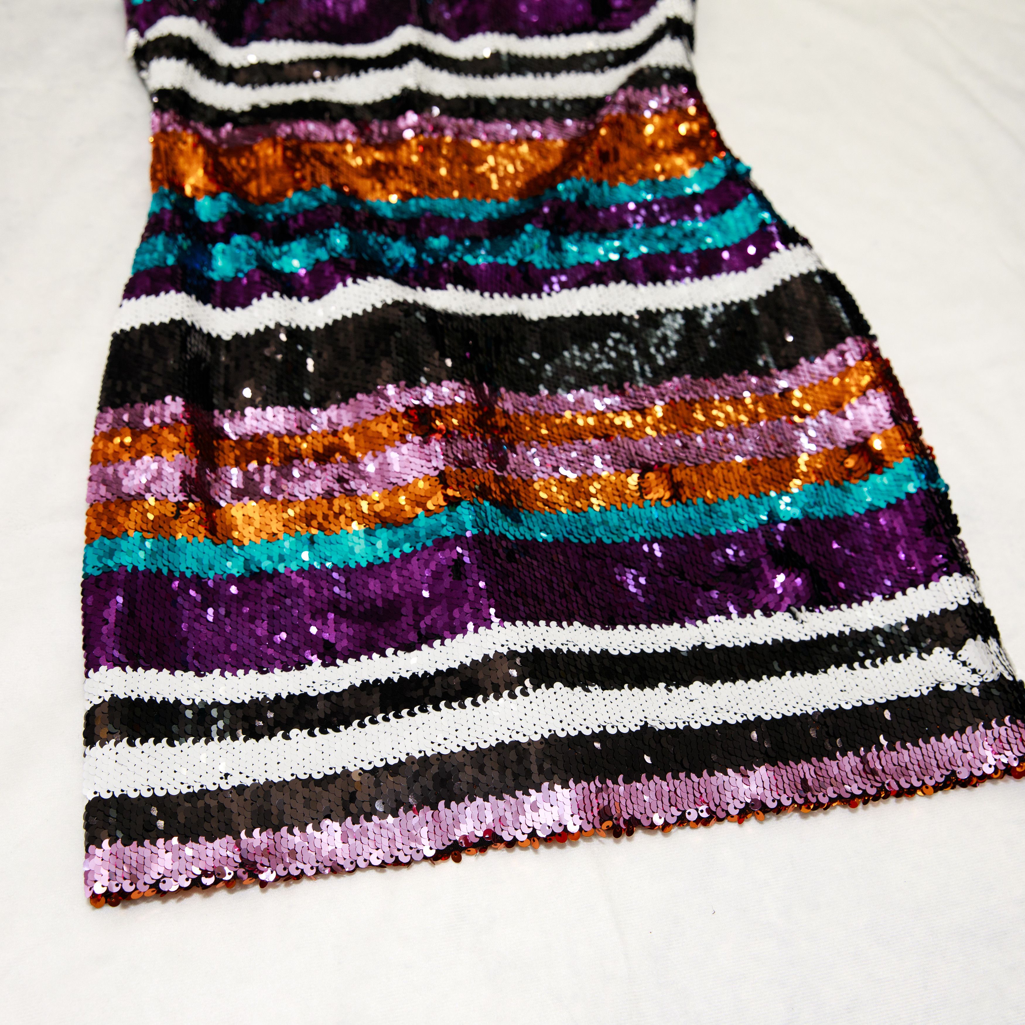 LIKELY LIKELY Braelynn Sequin Mini Dress Stripes Orange Purple Size XS / US 0-2 / IT 36-38 - 2 Thumbnail