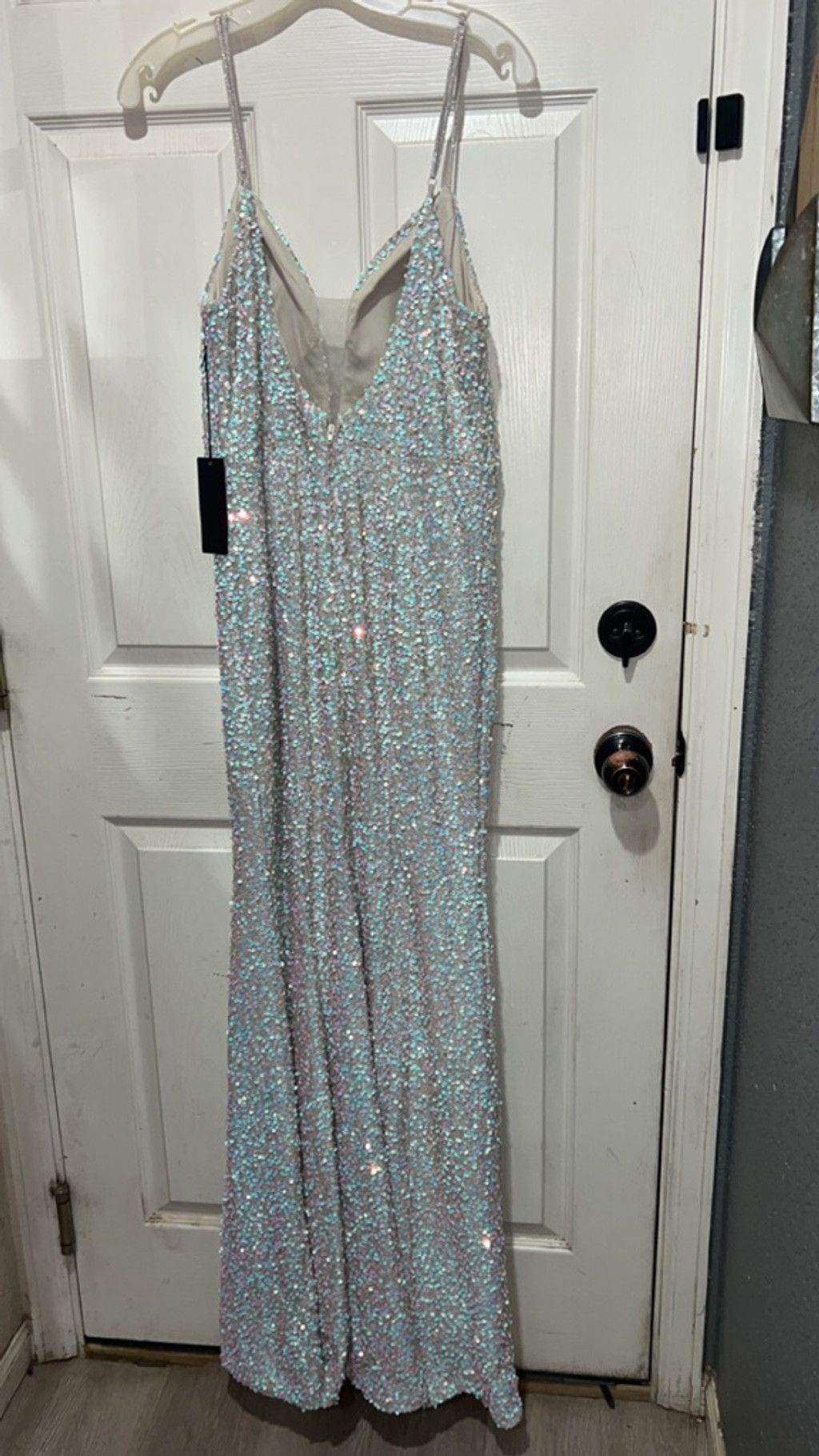 Other Women's City Triangles Prom Dress Juniors 13 Silver Sequin Size XL / US 12-14 / IT 48-50 - 4 Thumbnail