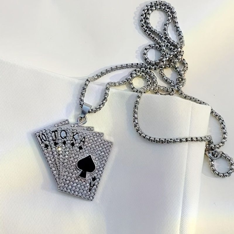 Jewelry Hip-Hop Poker Pendant Necklace Size ONE SIZE - 1 Thumbnail