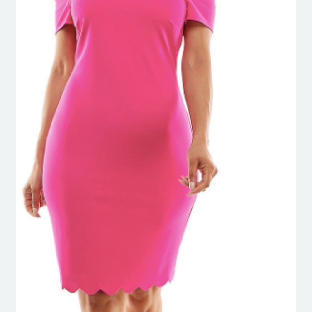 Other Pink Puff Sleeve Bodycon Midi Dress Size XL / US 12-14 / IT 48-50 - 2 Thumbnail