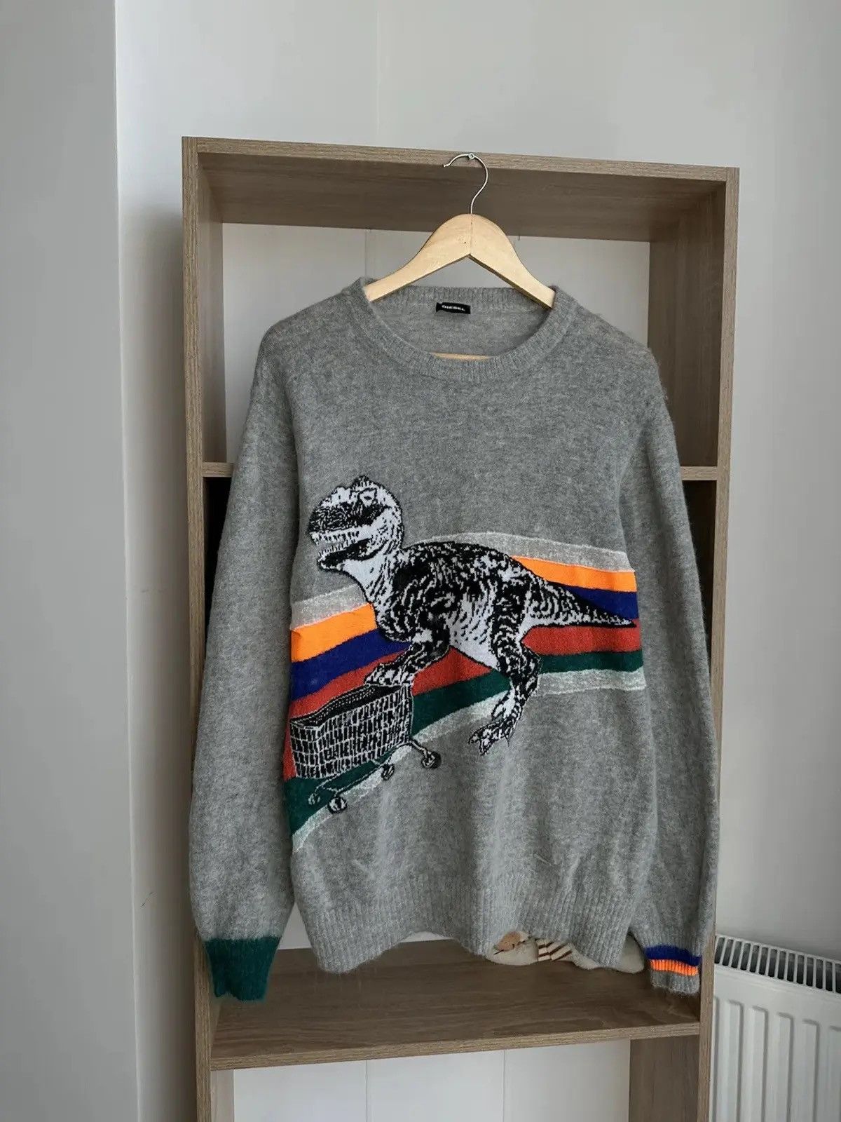 Diesel Vintage Diesel T-Rex Grey Wool Sweater Size US M / EU 48-50 / 2 - 8 Thumbnail