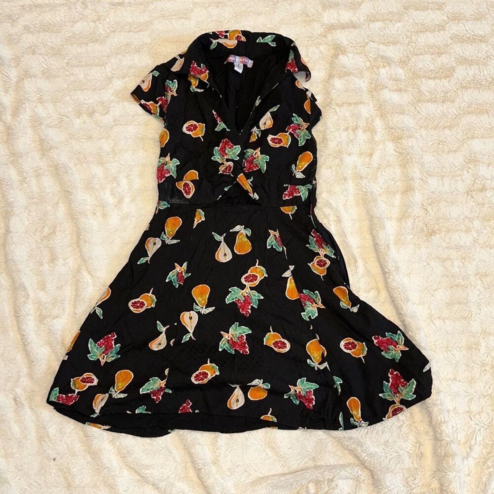 Urban Outfitters Urban Outfitters Fruits Print Black Collared Dress | Sz S Size S / US 4 / IT 40 - 2 Thumbnail