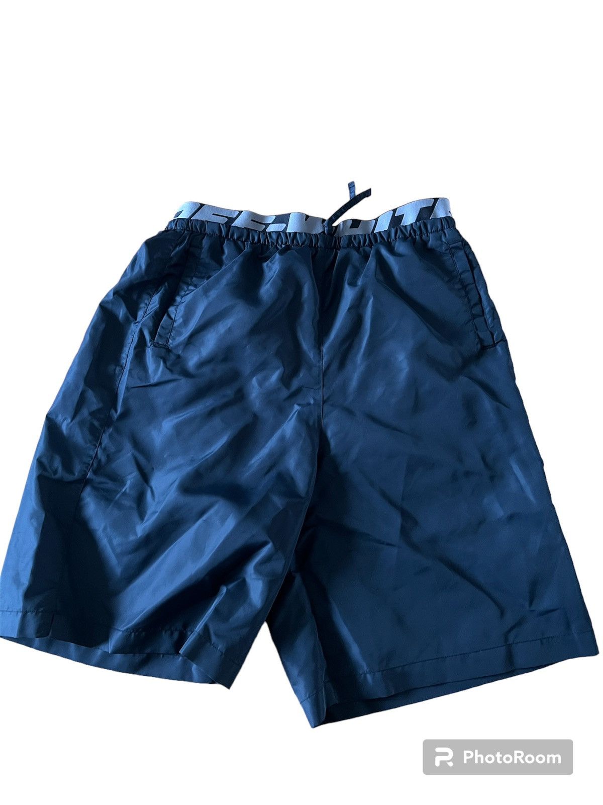 image of Off White Industrial Elastic Surfer Shorts in Black, Men's (Size 38)