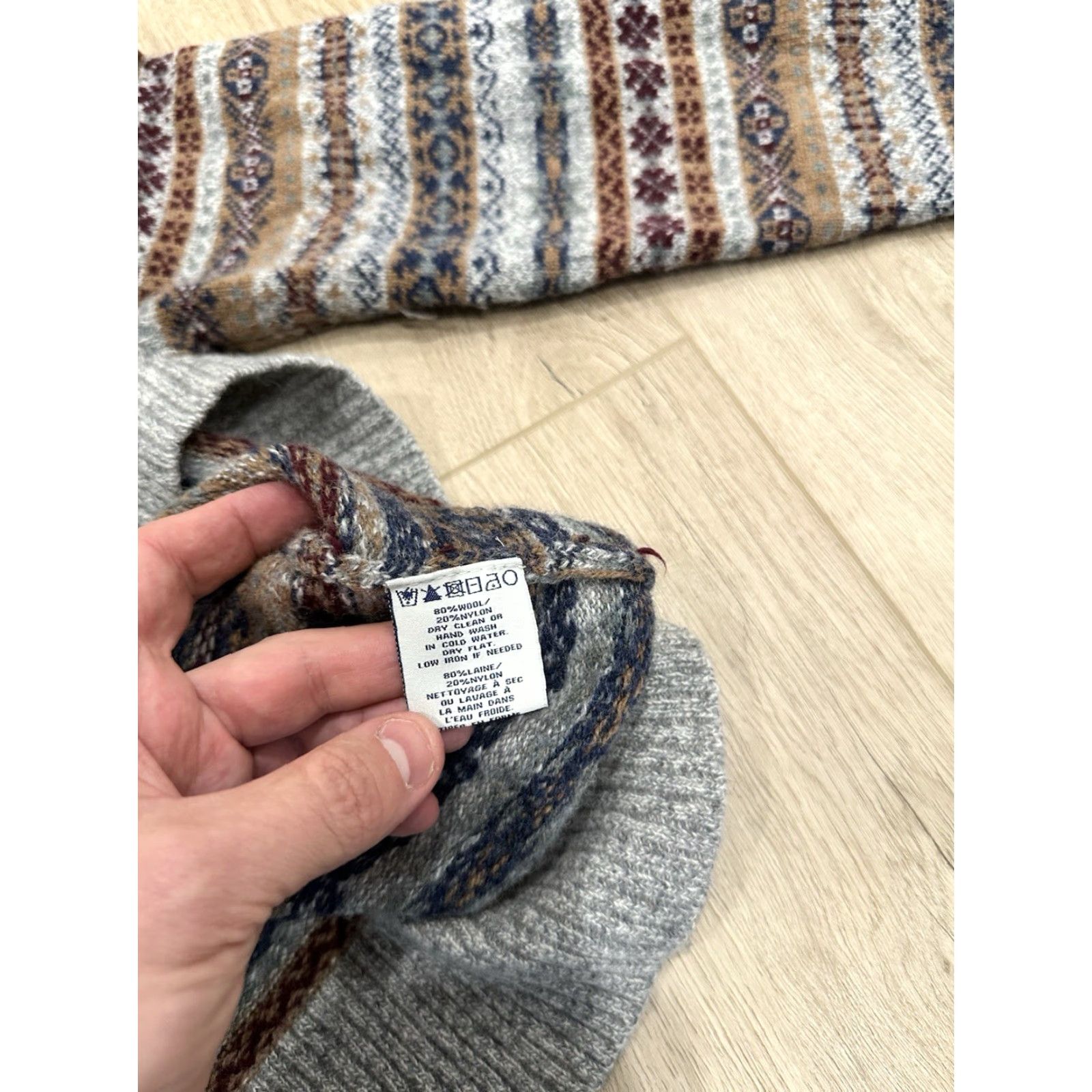 Schott Schott Bros Mens Medium Fair Isle Nordic Style 1/4 Zip Wool Blend Sweater Shirt Hoodie? Size US M / EU 48-50 / 2 - 6 Thumbnail
