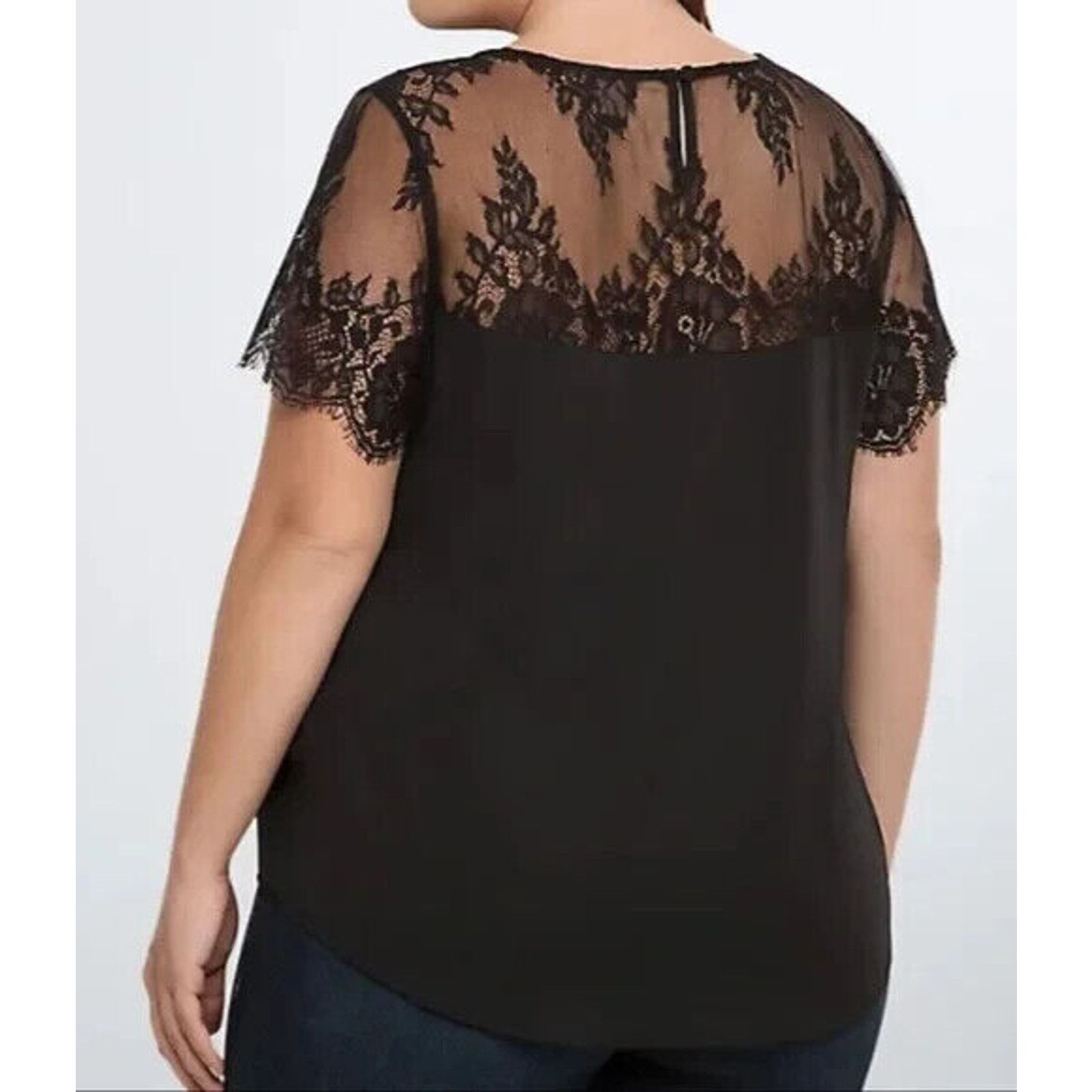 Other Torrid Womens Blouse Sz 2 Black Satin Lace Inset Top Size XXL / US 16-18 / IT 52-54 - 2 Thumbnail
