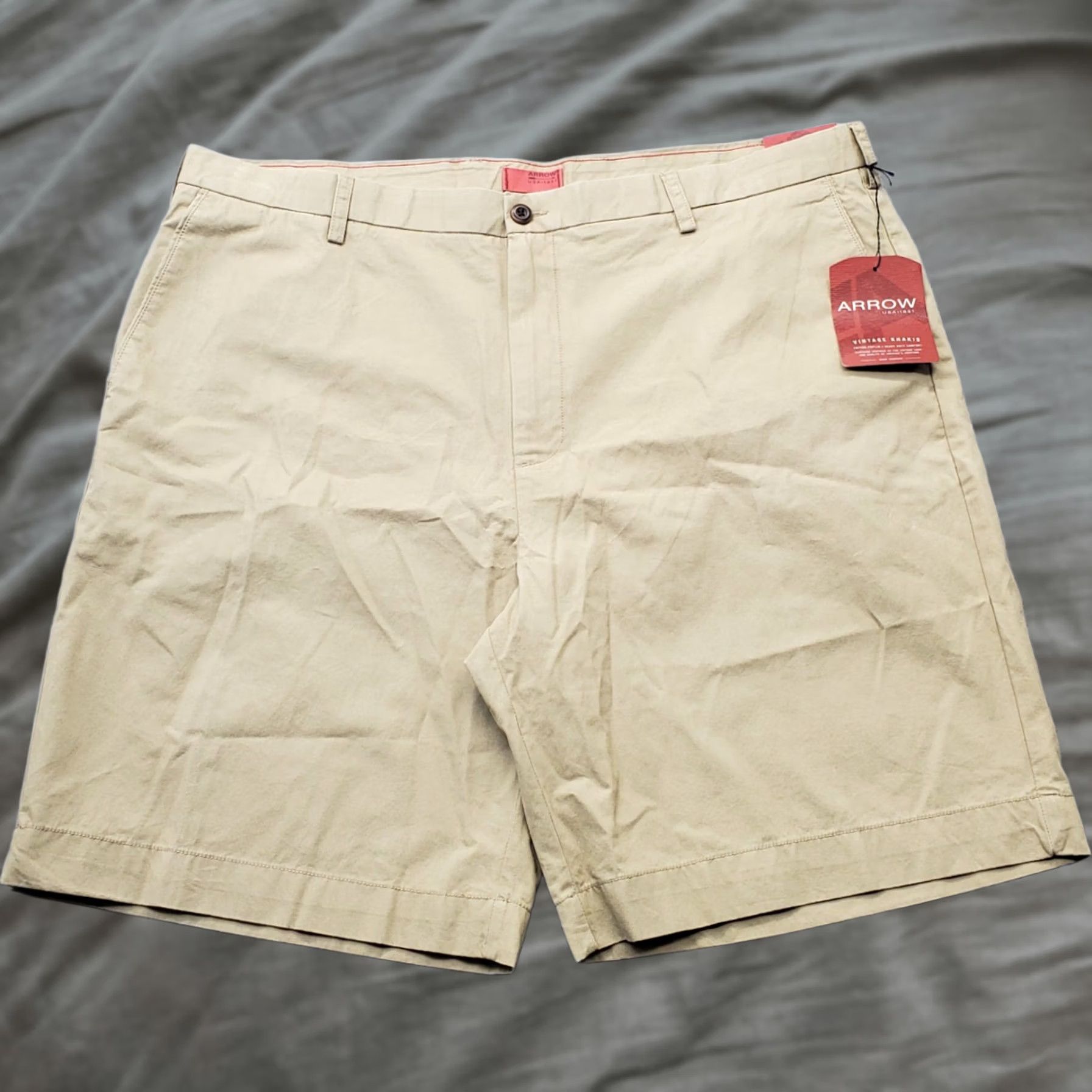 Arrow Vintage Arrow Khaki Chino Shorts Mens 42 Tan Cotton Casual Flat Front Comfort Size US 42 / EU 58 - 1 Thumbnail