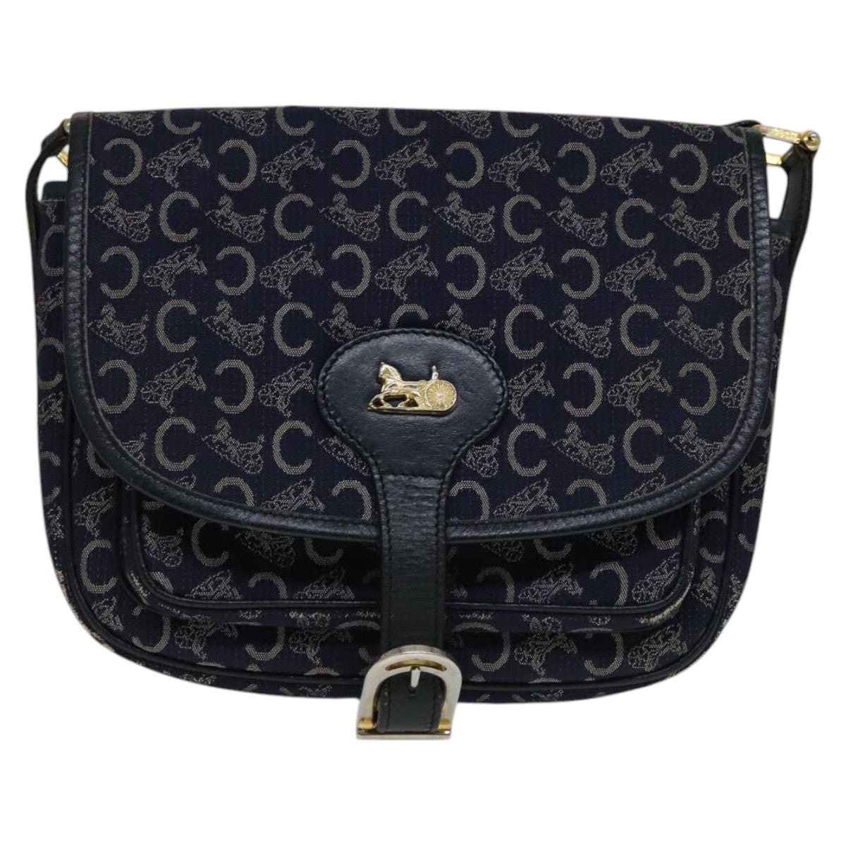 Celine CELINE C Sulky Shoulder Bag Canvas Navy Gold Size ONE SIZE - 2 Thumbnail