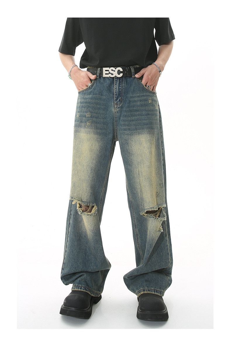 Japanese Brand American-style ripped high street loose jeans Size US 32 / EU 48 - 2 Thumbnail
