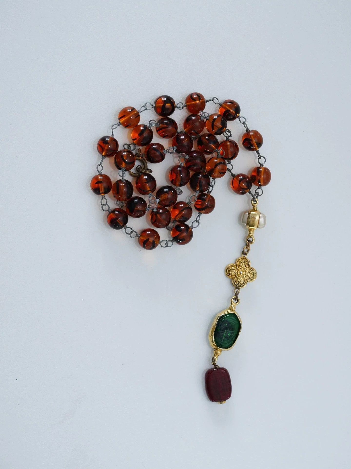 Chanel Chanel 1985 Vtg Goossens Amber Red-Green Glass Pendant Size ONE SIZE - 2 Thumbnail