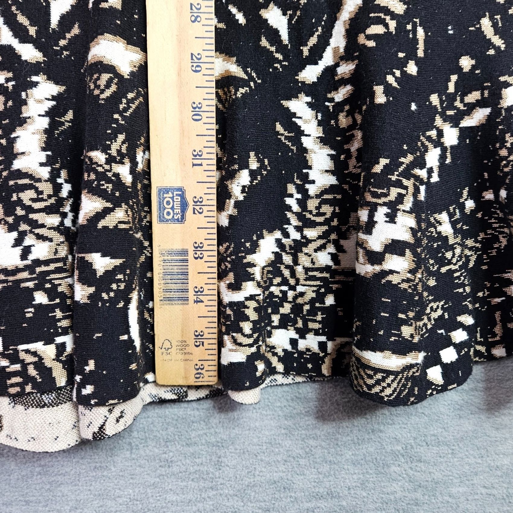 NIC+ZOE NIC+ZOE Black Cream Abstract Fit Flare Dress Knitted Modern Chic Size M Size M / US 6-8 / IT 42-44 - 4 Thumbnail