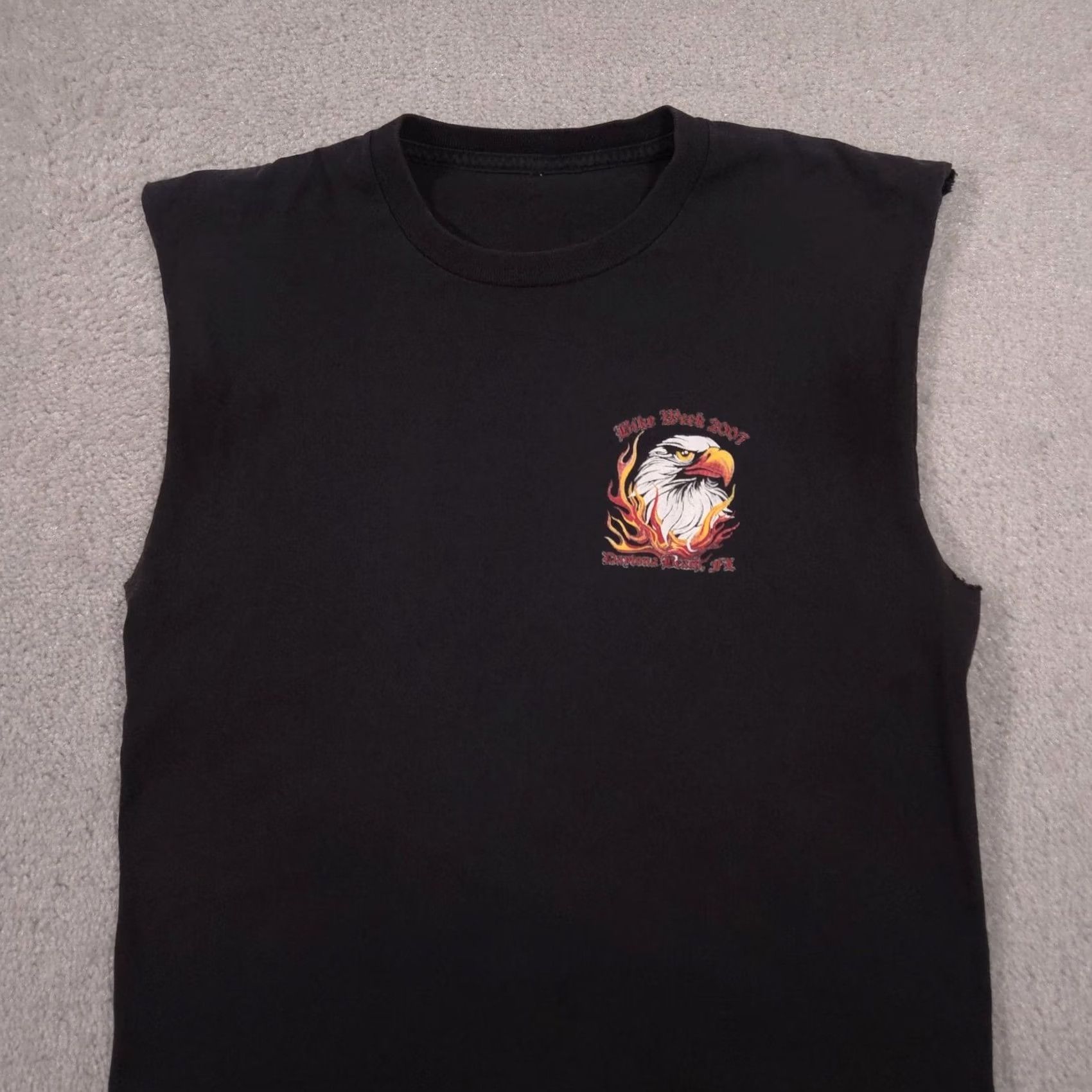 Vintage Bike Week 2007 Shirt Mens Medium Black Eagle Daytona Beach FL Cutoff Tee Size US M / EU 48-50 / 2 - 3 Thumbnail