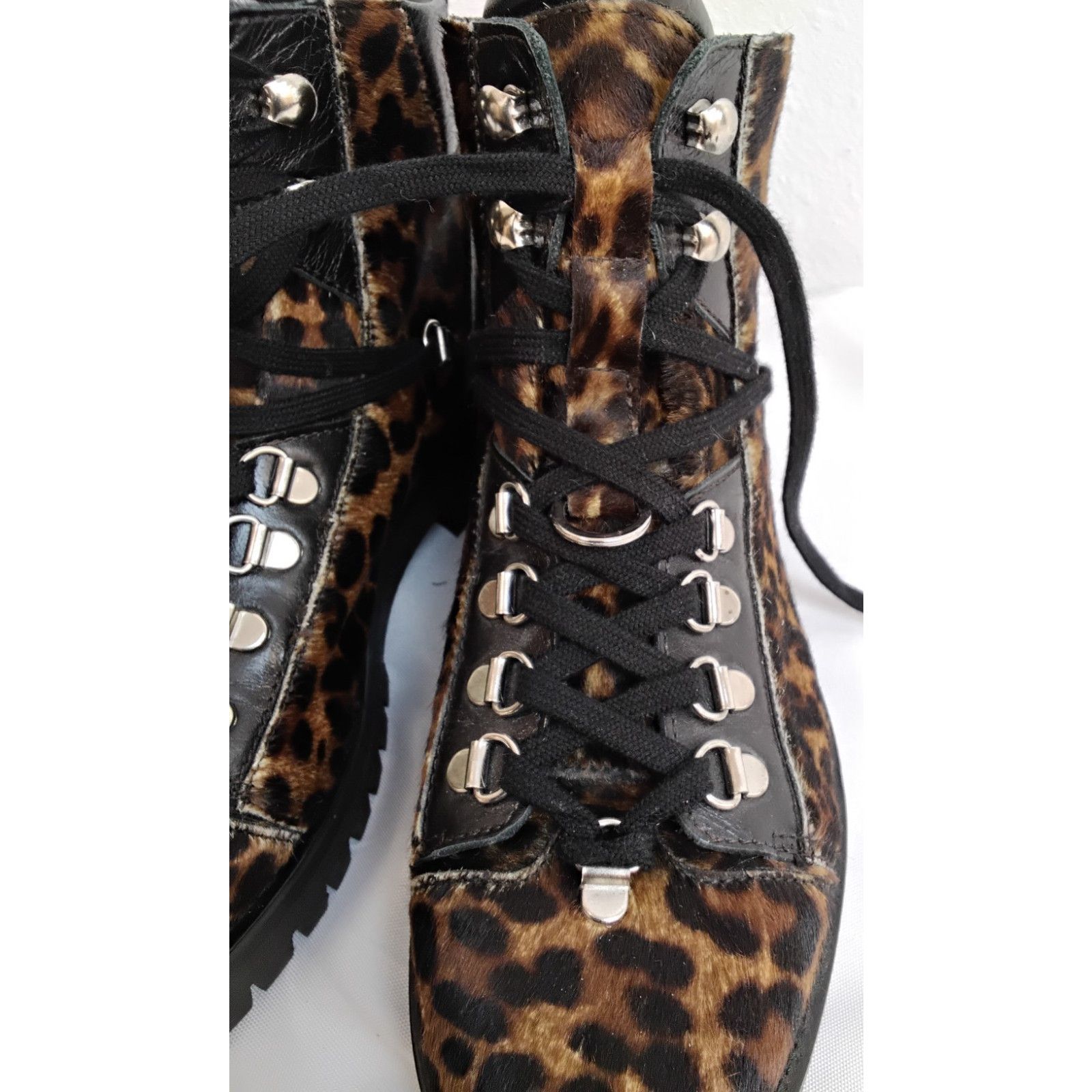 Allsaints All Saints Lia Leopard Combat Boots Women's 37 Calf Hair Size US 6.5 / IT 36.5 - 9 Thumbnail