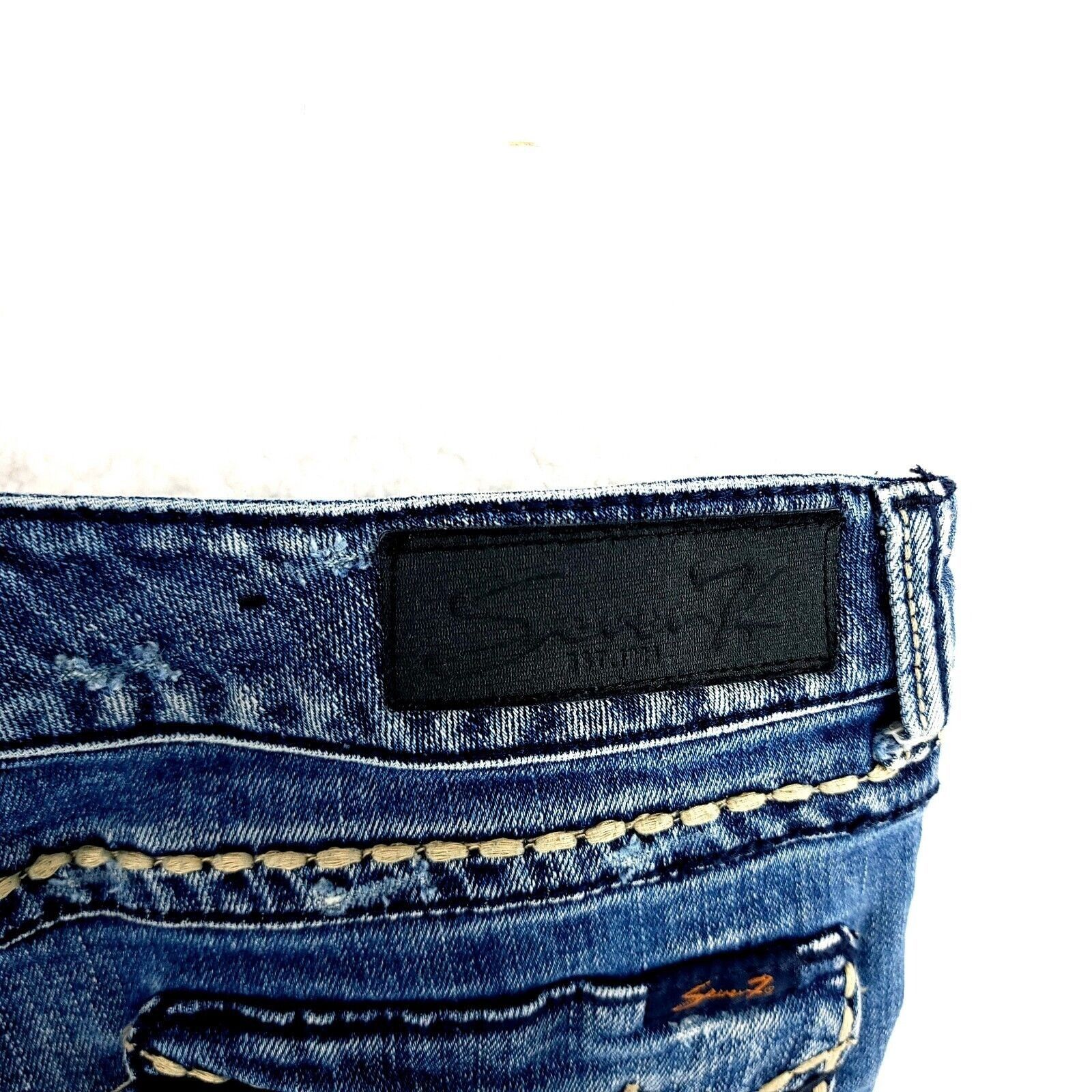 Seven 7 Seven7 Cutt-Off Jean Denim Shorts Blue Low Rise 31" Waist 3" Size 31" - 6 Thumbnail