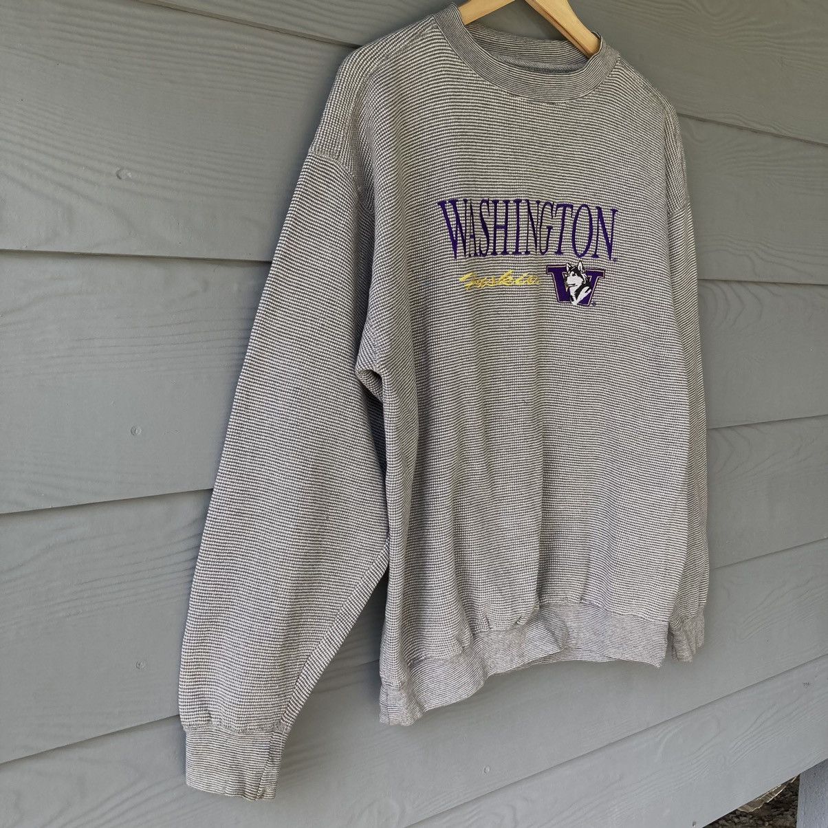 Vintage Vintage 90s Washington Huskies University Grey Sweatshirt Size US L / EU 52-54 / 3 - 2 Thumbnail
