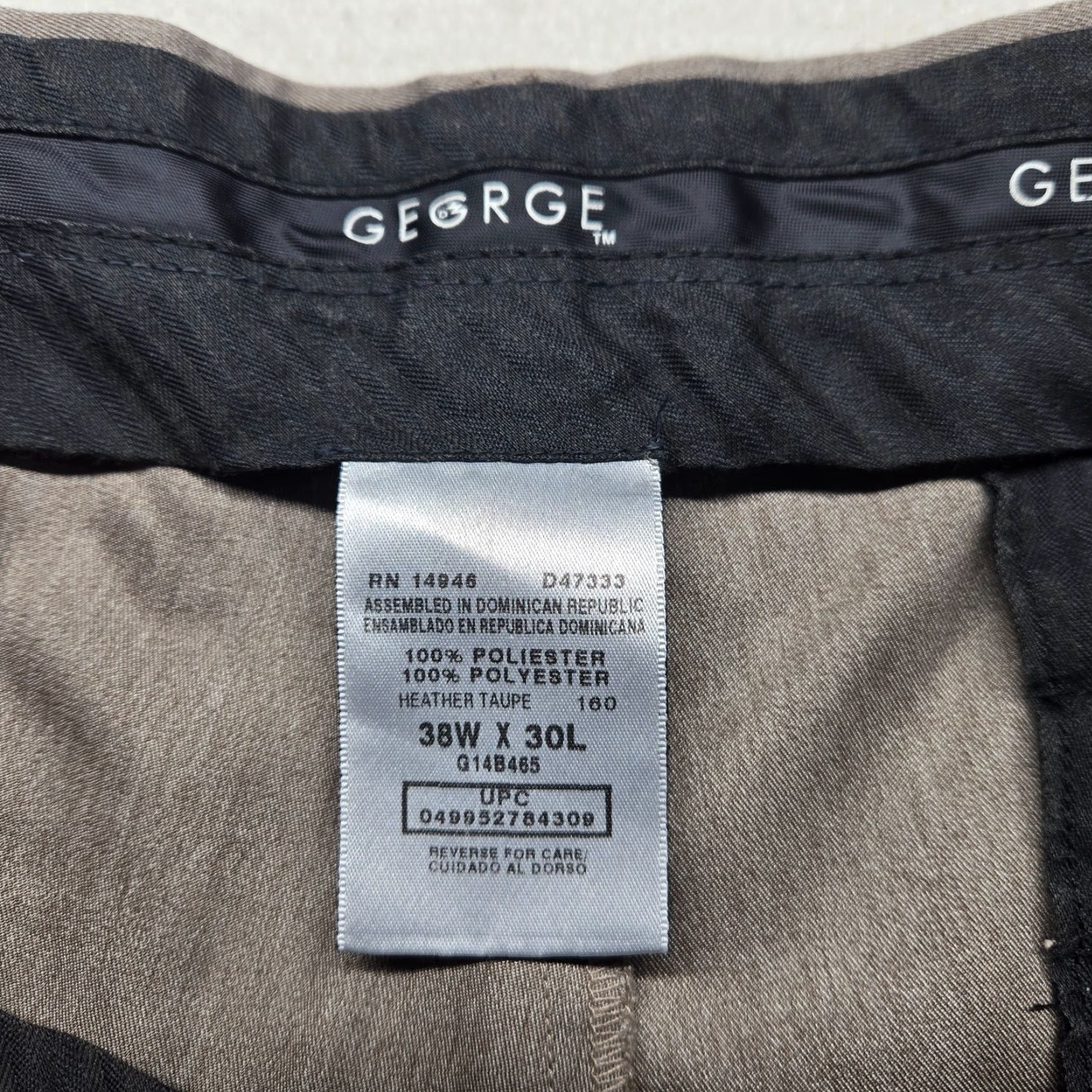 George George Pants Adult Men Solid Gray Chino Dress 38 x 30 Cotton Size US 38 / EU 54 - 3 Thumbnail