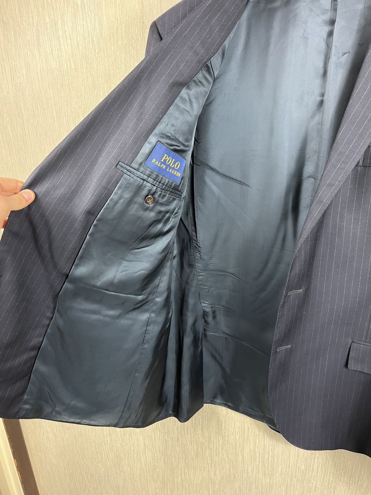 Polo Ralph Lauren × Ralph Lauren Polo Ralph Lauren wool navy light striped blazer jacket Size 48R - 13 Thumbnail