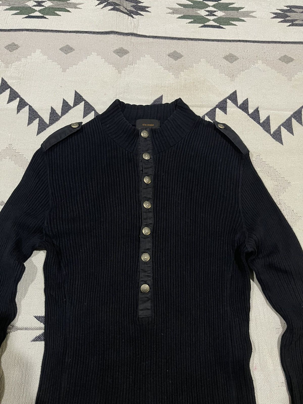 Tete Homme 90s TETE HOMME BY ISSEY MIYAKE HALF BUTTON KNITWEAR Size US M / EU 48-50 / 2 - 6 Thumbnail