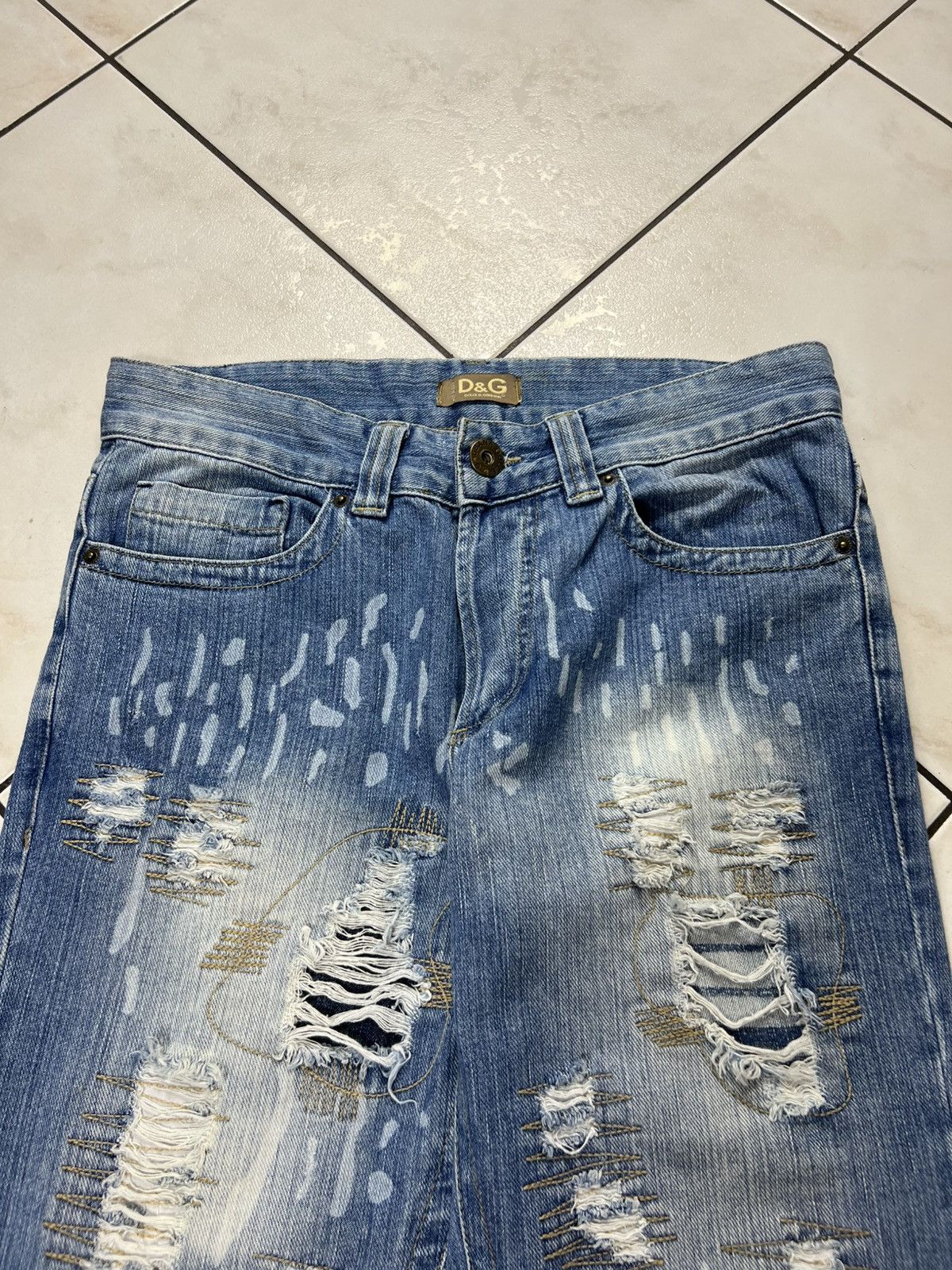 Dolce & Gabbana Vintage Dolce & Gabbana distressed denim y2k painted jeans Size US 31 - 3 Thumbnail