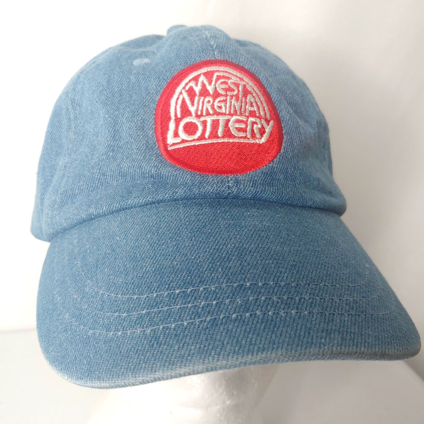 Denime West Virginia Lottery Hat Mens Adjustable Strap Back Blue Denim Embroidered Logo Size ONE SIZE - 2 Thumbnail