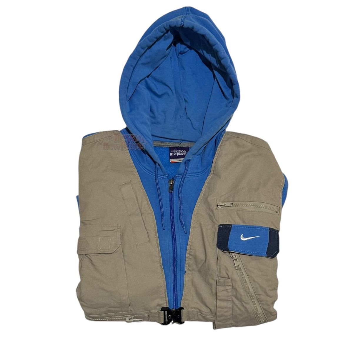 Nike Nike Blue 2Tone Vest edition “Mills” 593 Reworked Hoodie Size US XL / EU 56 / 4 - 5 Thumbnail