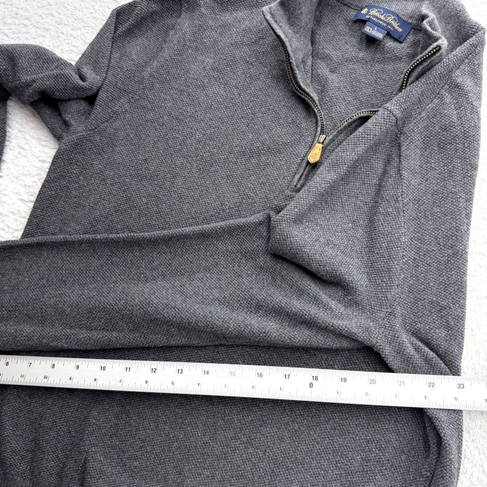 Brooks Brothers VINTAGE Brooks Brothers Mens Grey Cotton Cashmere Quarter Zip Sweater Large Textured L Size US L / EU 52-54 / 3 - 6 Thumbnail