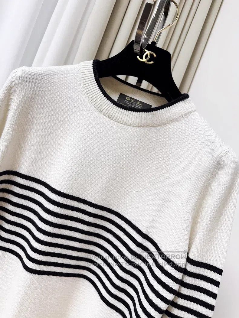 Loro Piana Loro Piana Black and White Color Block Striped Knitted Cas Size S / US 4 / IT 40 - 3 Thumbnail