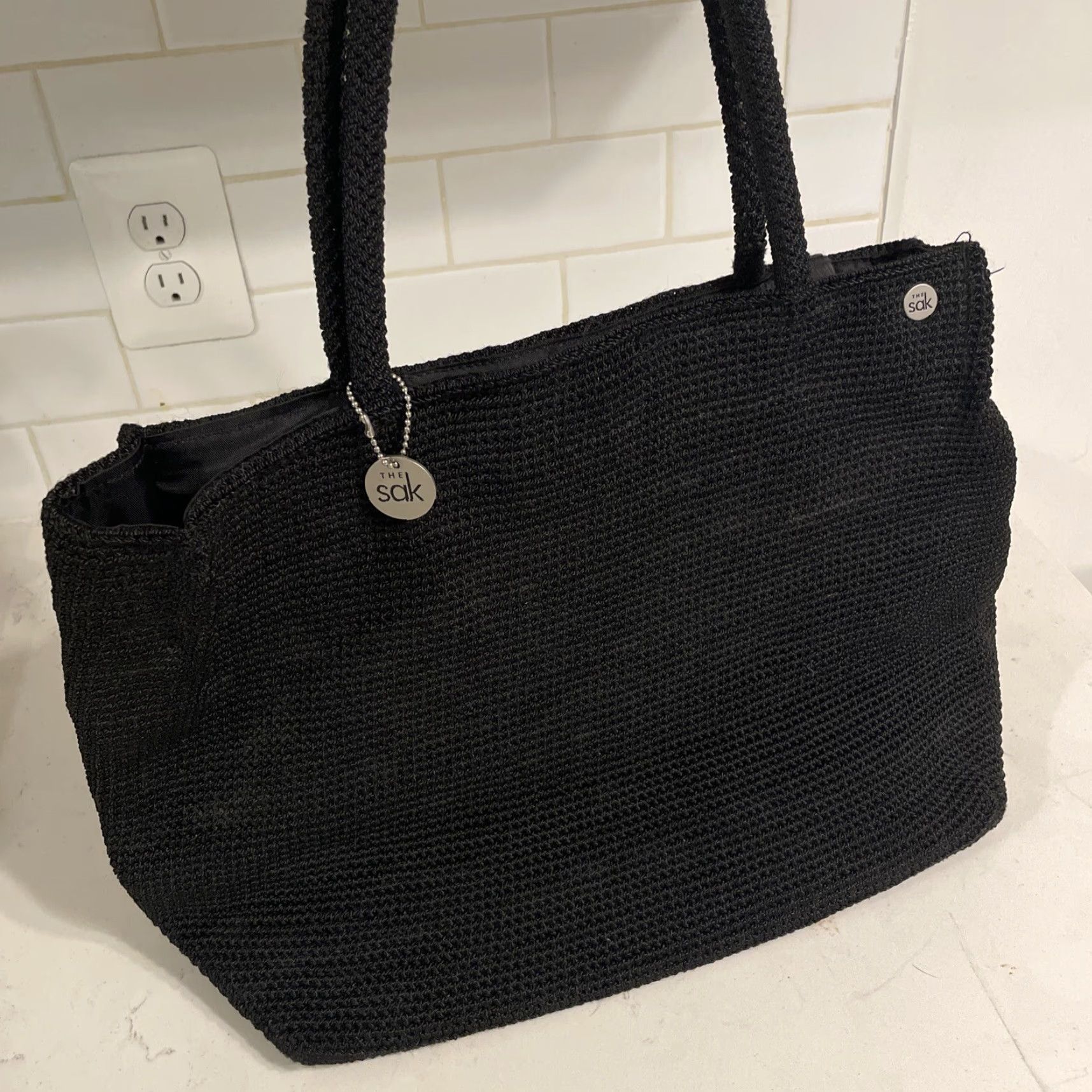 The Sak The Sak Satchel Purse Weave Double Handle Black Tote Woven Large Satchel/Top Handle Bag Womens Size ONE SIZE - 7 Thumbnail
