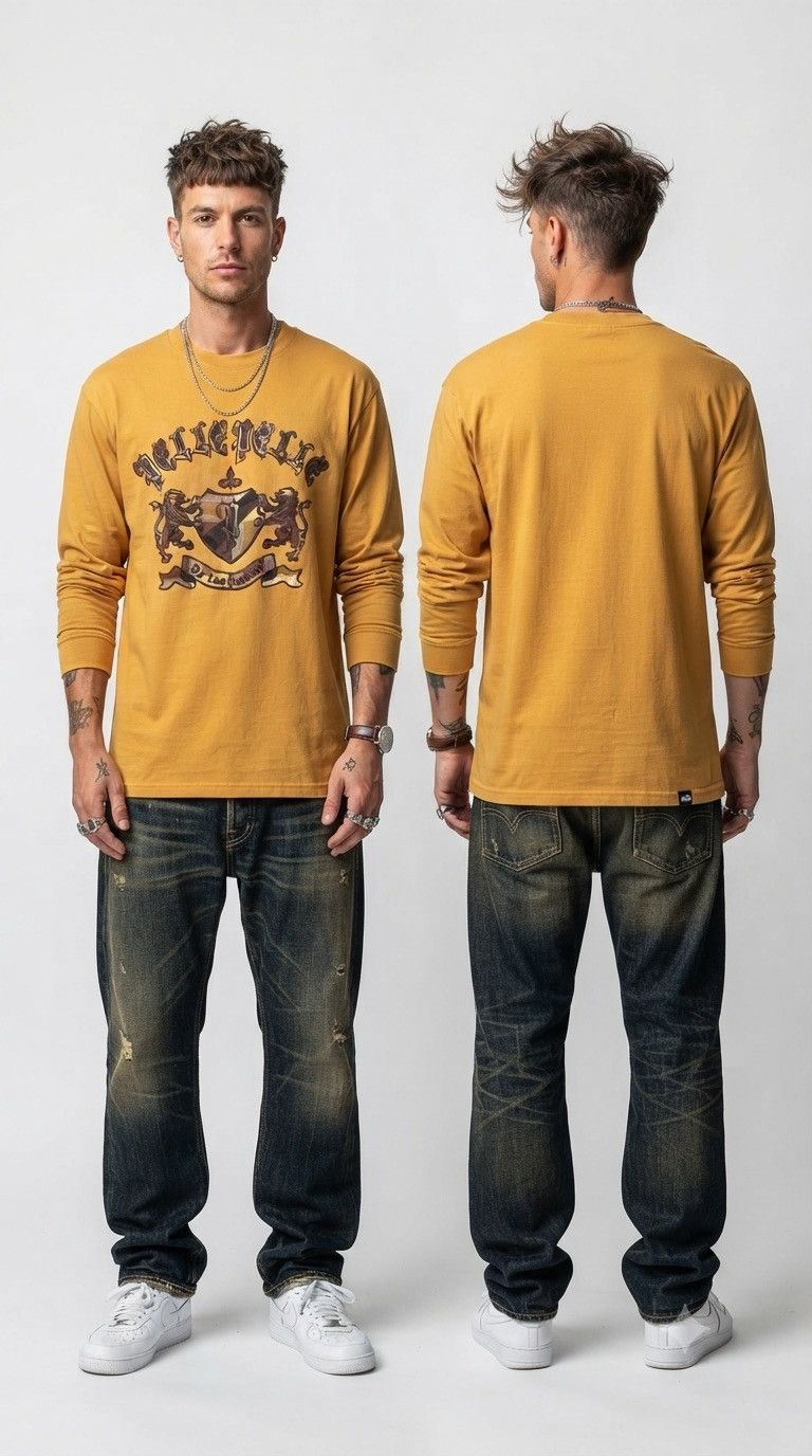 Marc Buchanan × Pelle Pelle Vintage Pelle Pelle Marc Buchanan Spellout Big Logo Shirts Size US XL / EU 56 / 4 - 1 Thumbnail