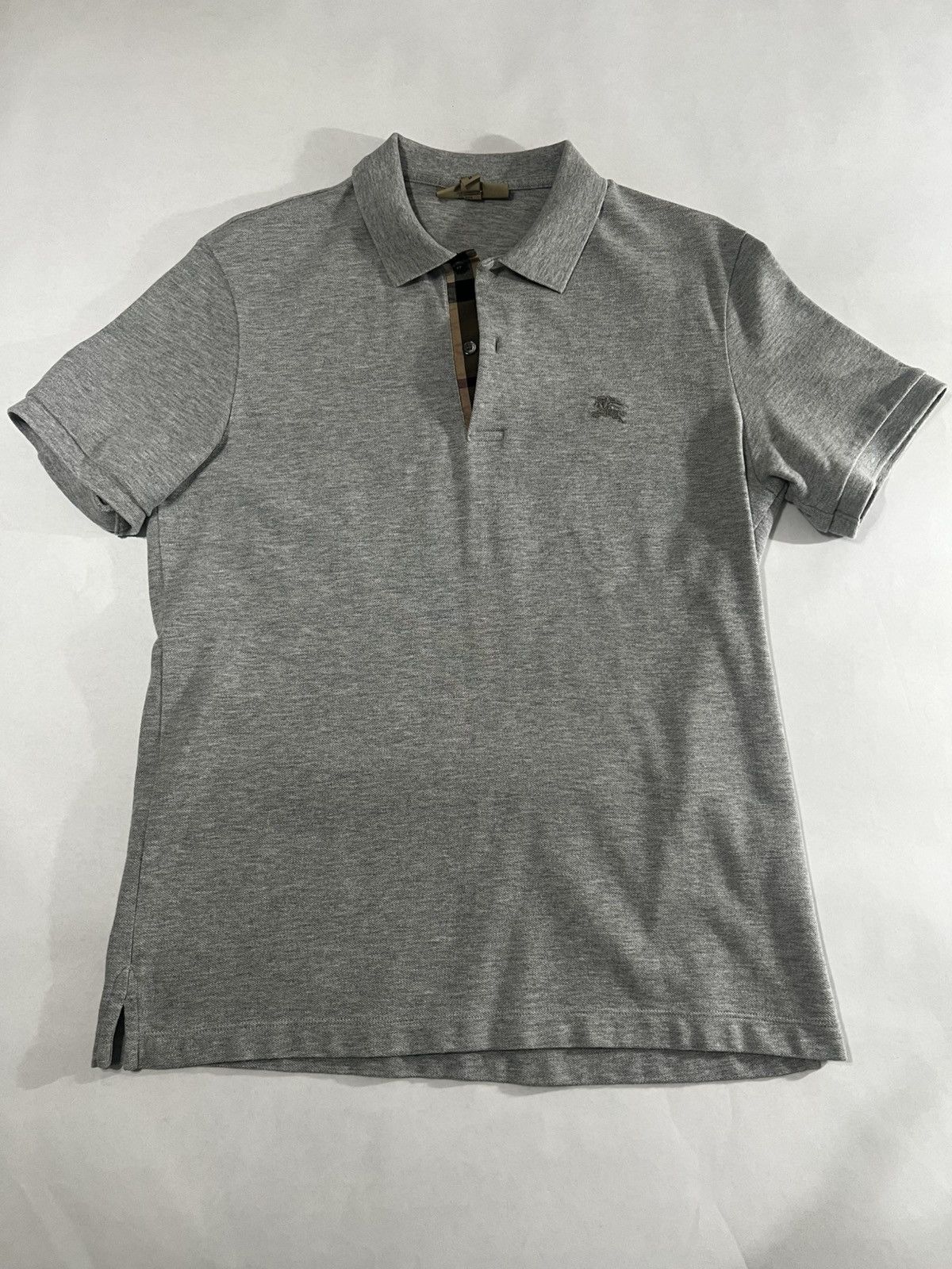 Burberry Burberry Grey Polo Shirt with Nova Check Placket – Size M Size US M / EU 48-50 / 2 - 1 Thumbnail