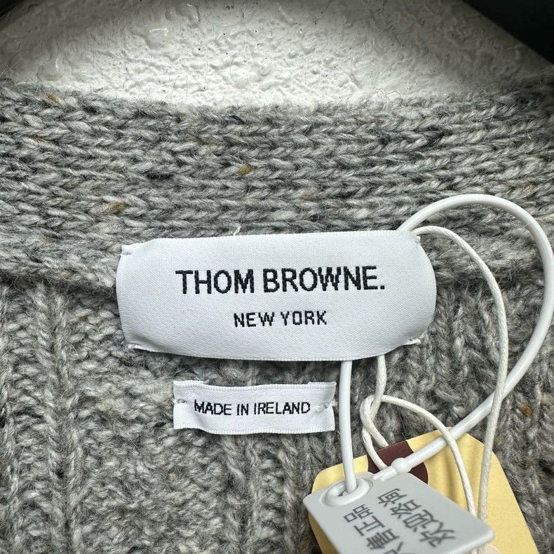 Thom Browne Thom browne Four-striped gray cardigan wool jacket 2503-Nex Size US XL / EU 56 / 4 - 3 Thumbnail