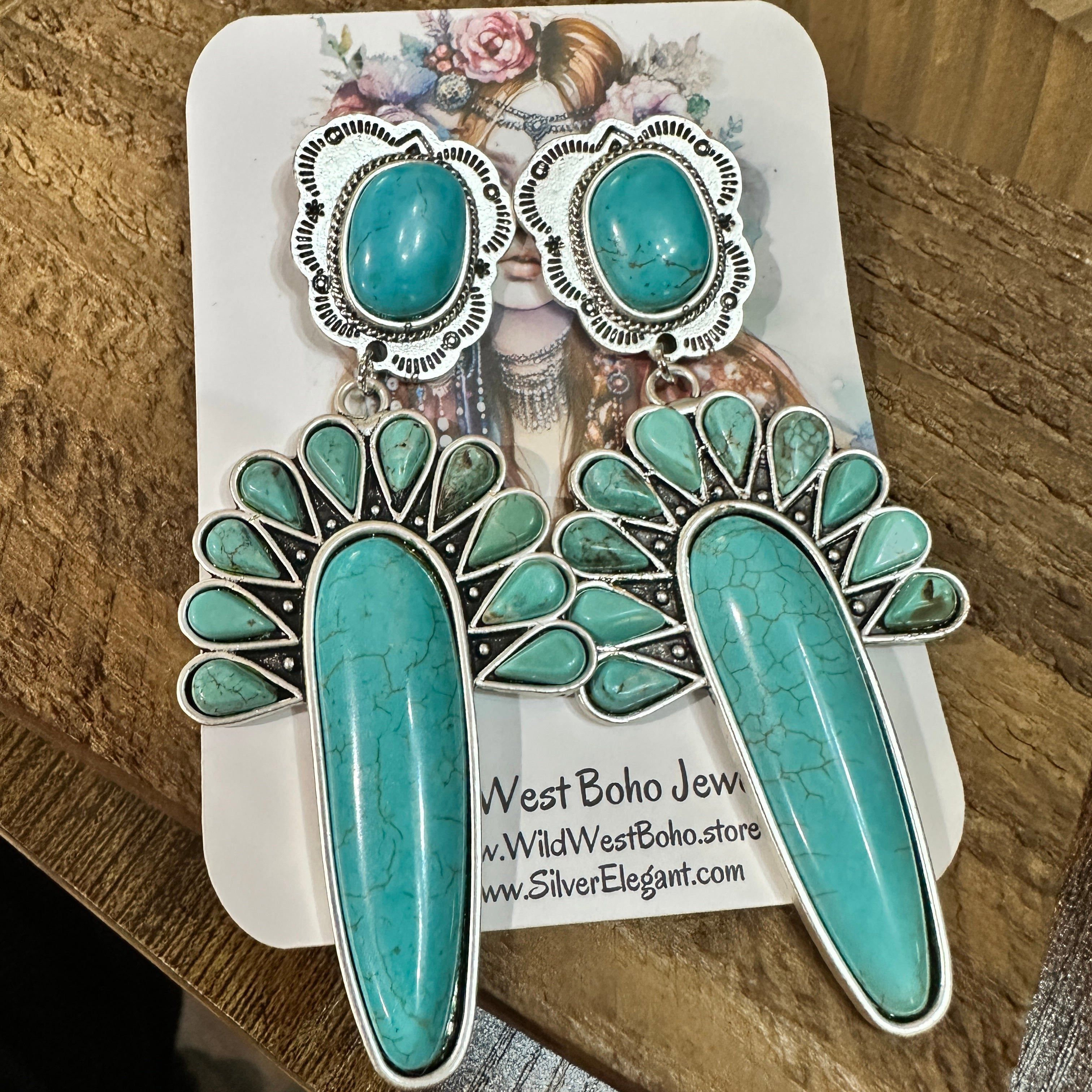 Other Navajo Turquoise Post Earrings, Big Bold Style, Boho Southwe Size ONE SIZE - 1 Thumbnail